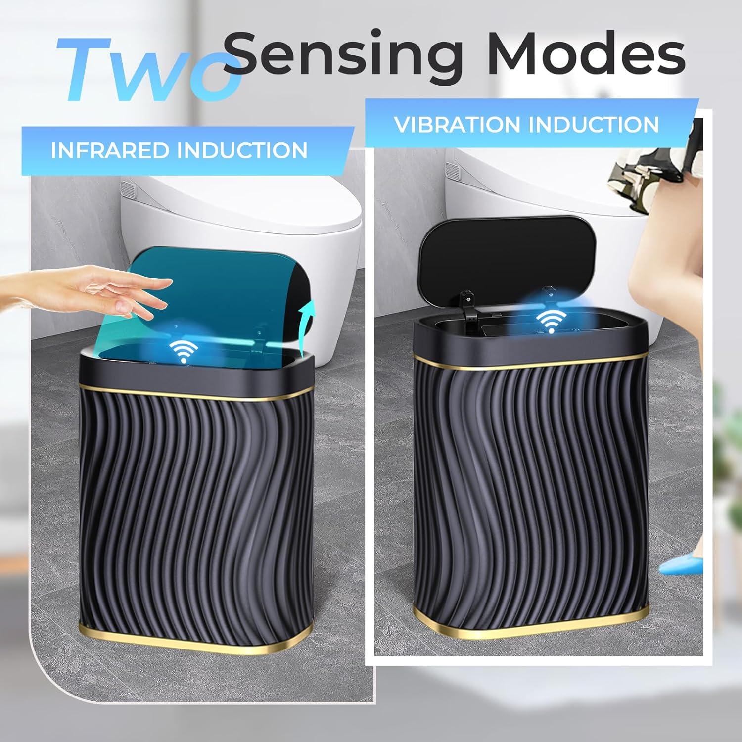 Cesto de Basura Automático Ogikey 9.84L Oro Negro Impermeable