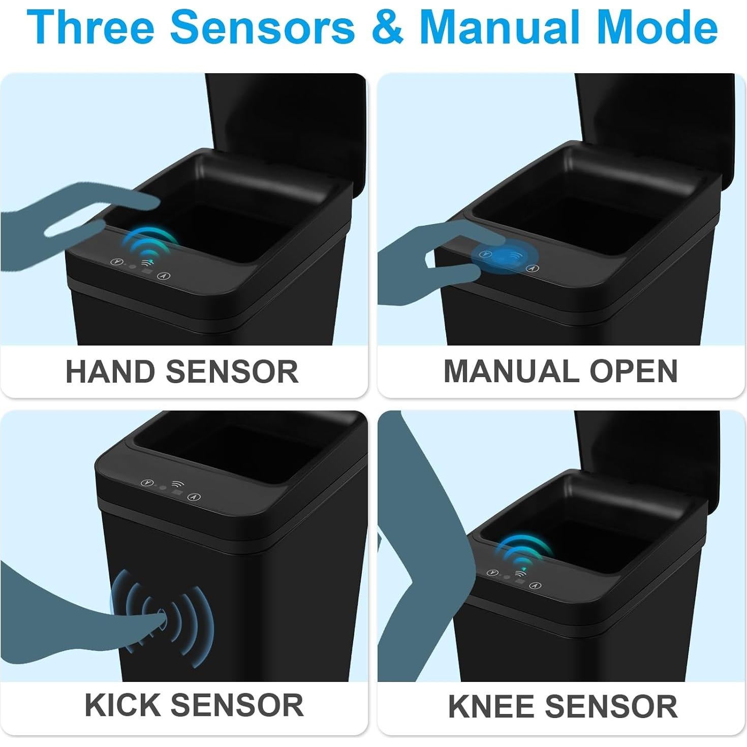 Paquete de 2 botes de basura automáticos 11L QSFWCSM