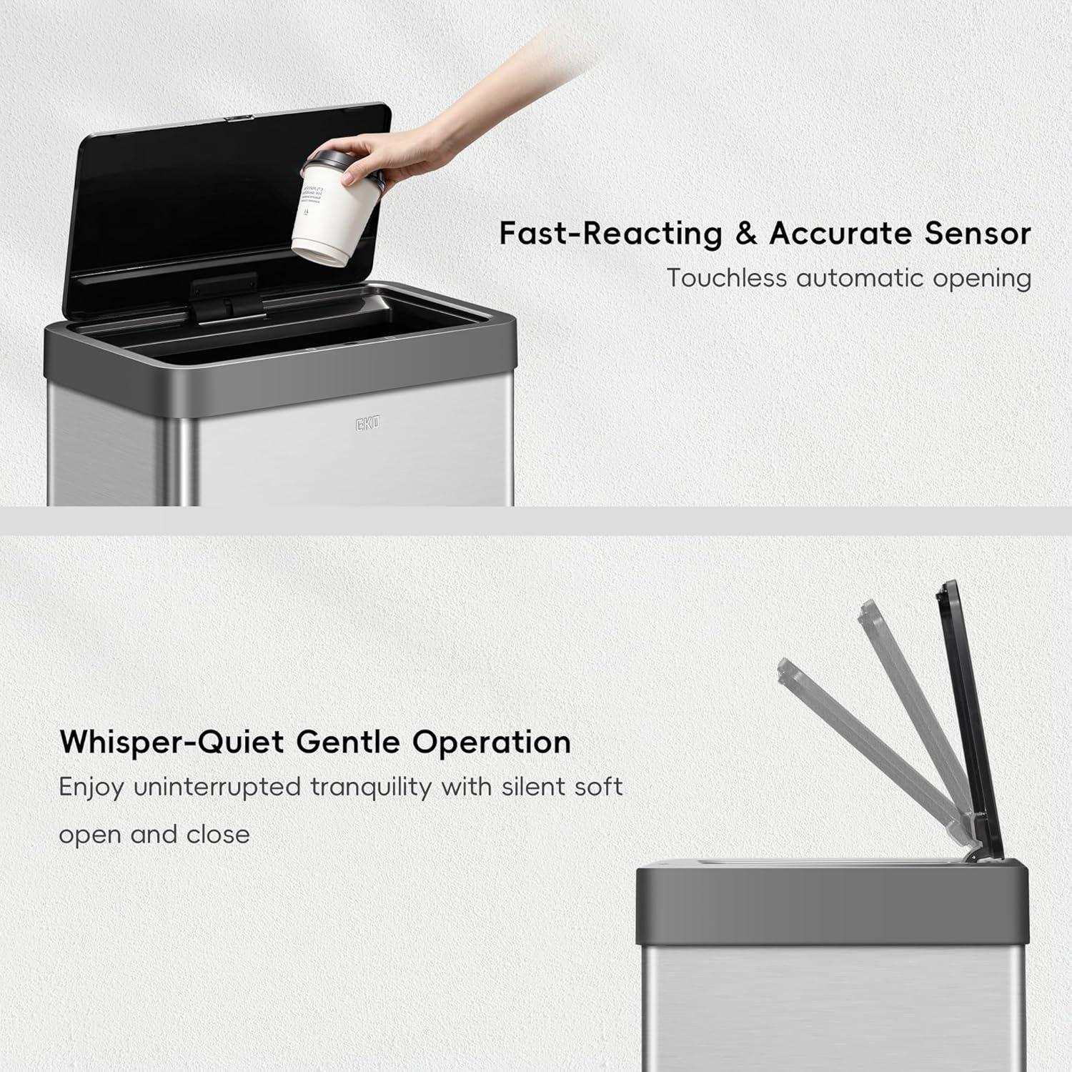 Basurero Sin Contacto EKO Mirage-X 47L Acero Inoxidable