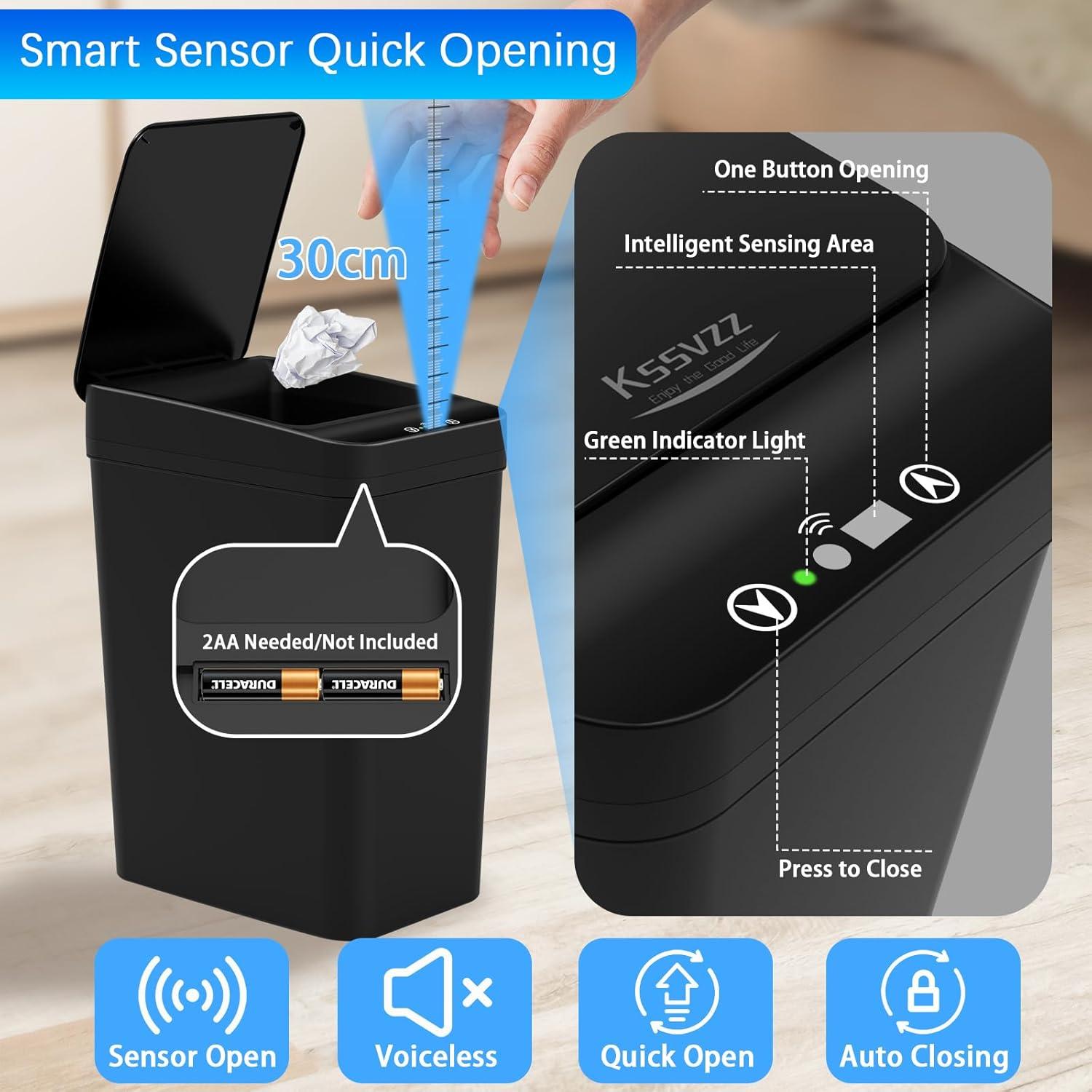 Paquete de 3 Basureros Automáticos KSSVZZ 9.5L con Sensor