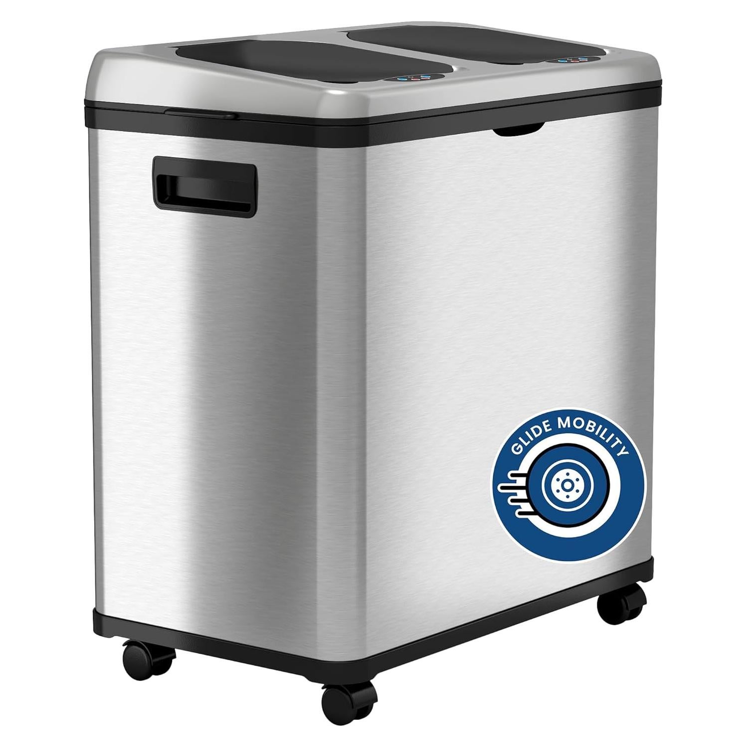 Basurero Sensor Sin Tacto iTouchless 60L Acero Inoxidable Doble Compartimento