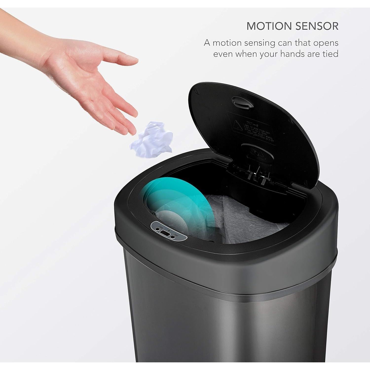 Basurero Automático Ninestars DZT-50-9BK 50L Inoxidable Negro