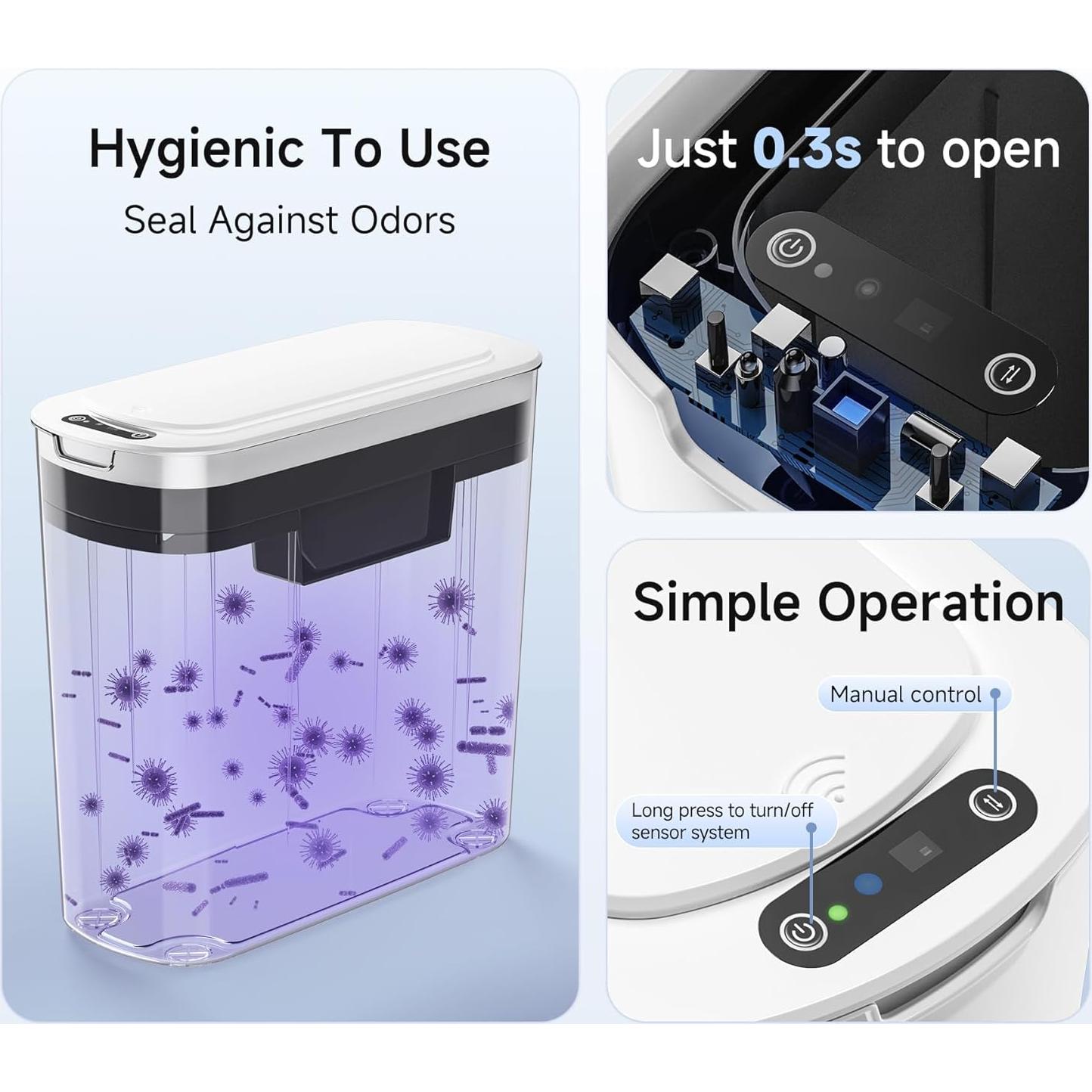 Cubo de Basura Inteligente TIPGO 9.84L Blanco Sin Contacto