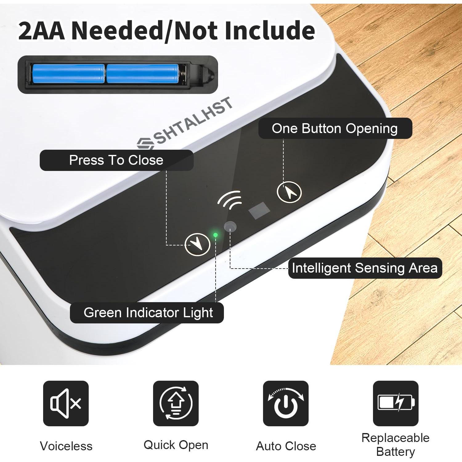 Bote de Basura Automático SHTALHST 9.46L Blanco a Prueba de Agua