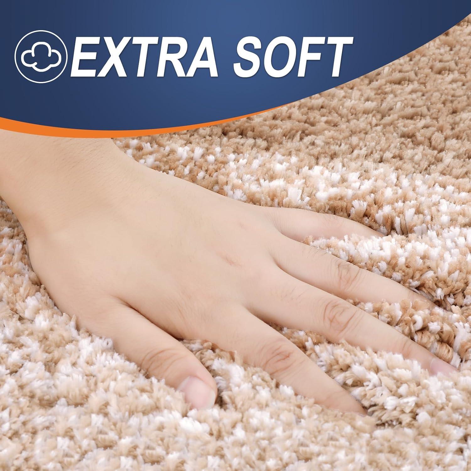 Conjunto de Alfombrillas de Baño OLANLY 3 Piezas Microfibra Beige