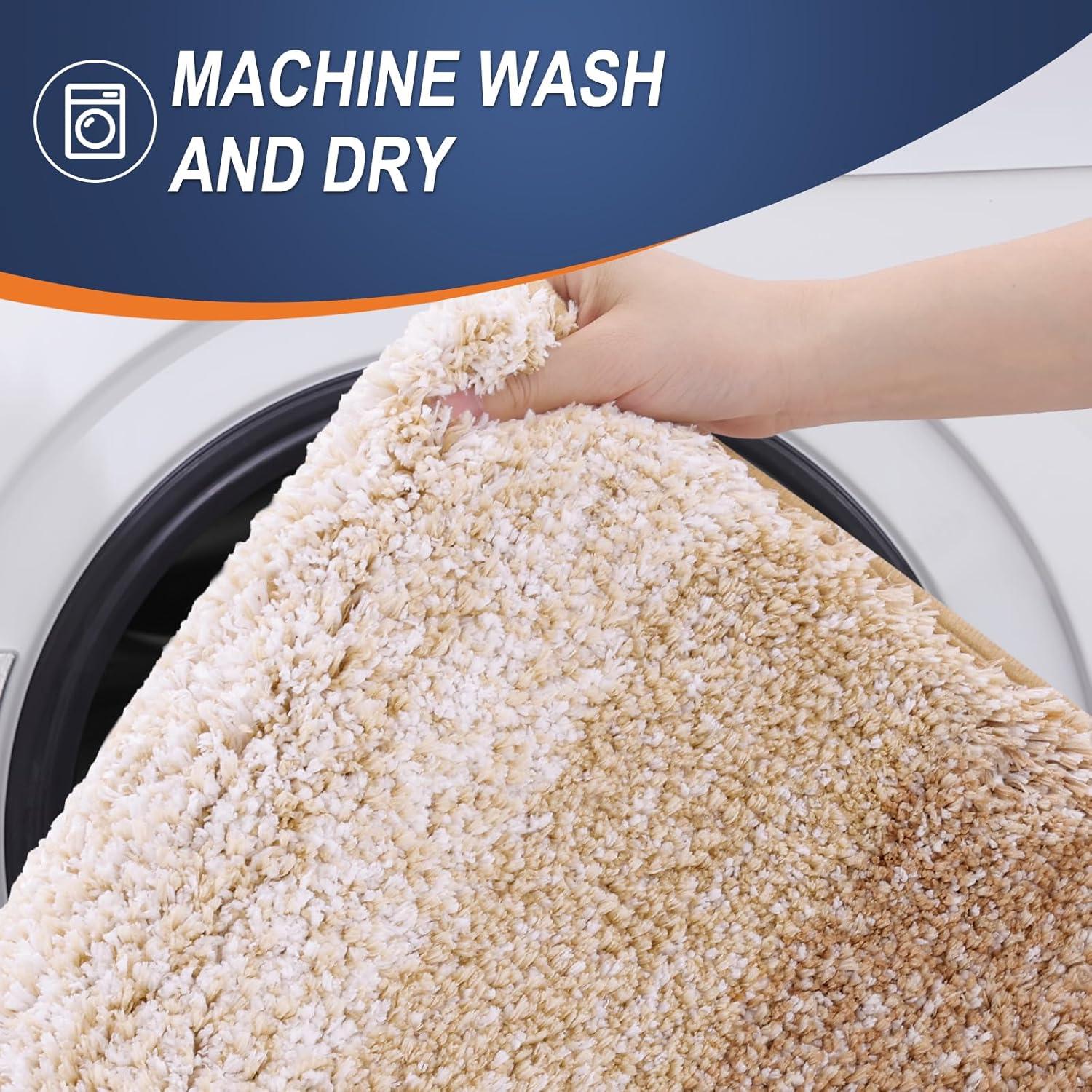 Conjunto de Alfombrillas de Baño OLANLY 3 Piezas Microfibra Beige