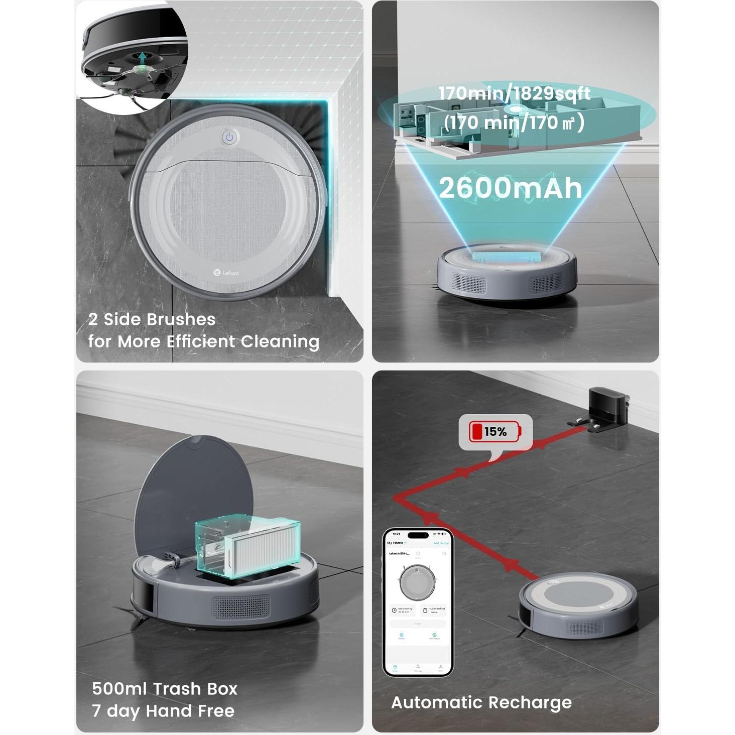 Aspiradora Robot Lefant M310 Ultra con Mopa, 6000Pa Succión