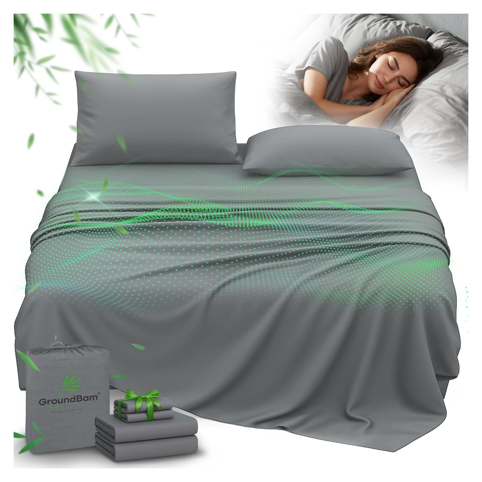 Juego de Sábanas Queen GroundBam 100% Viscosa Bambú Gris