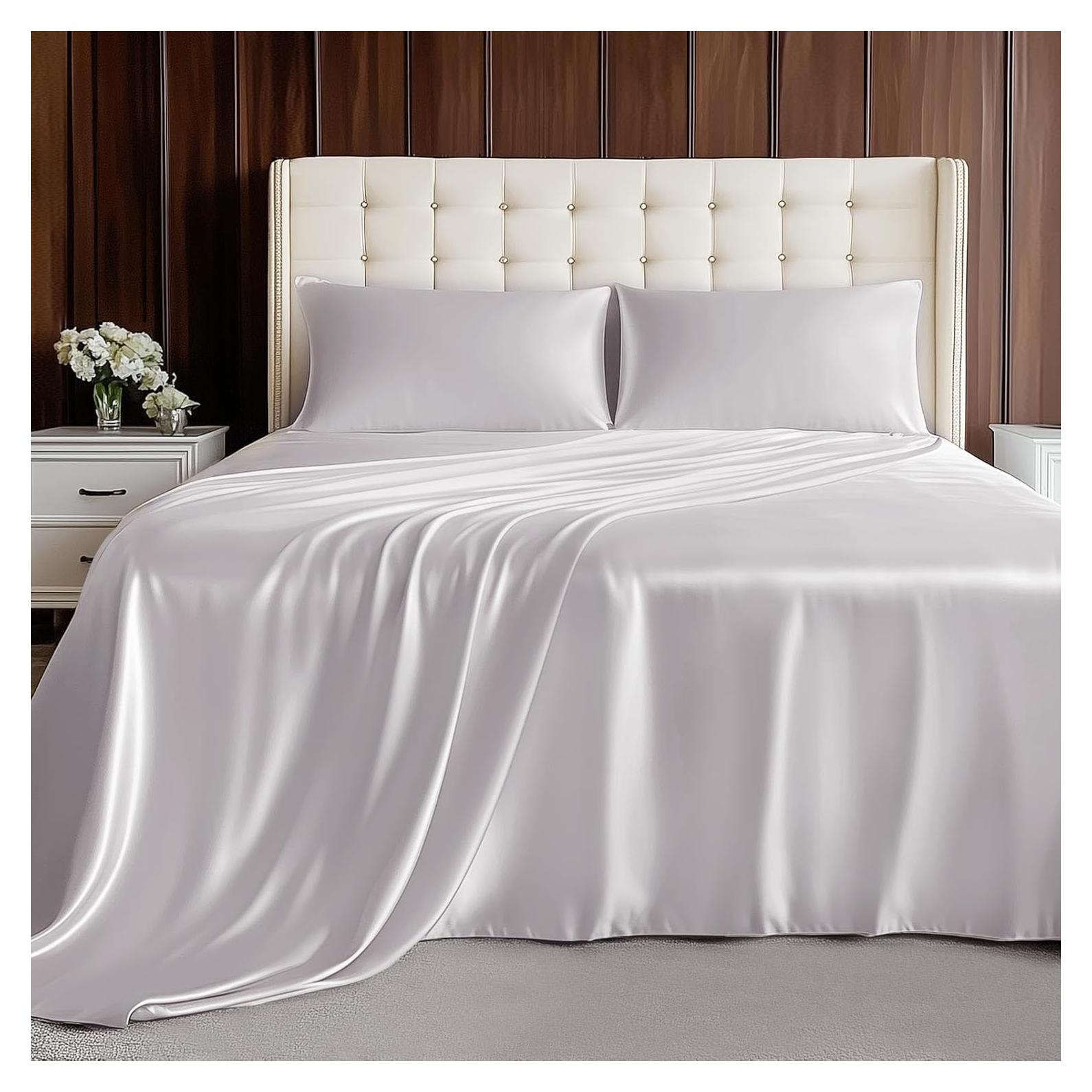 Juego de Sábanas Queen Lyralith 4 Piezas Viscosa Bambú Gris