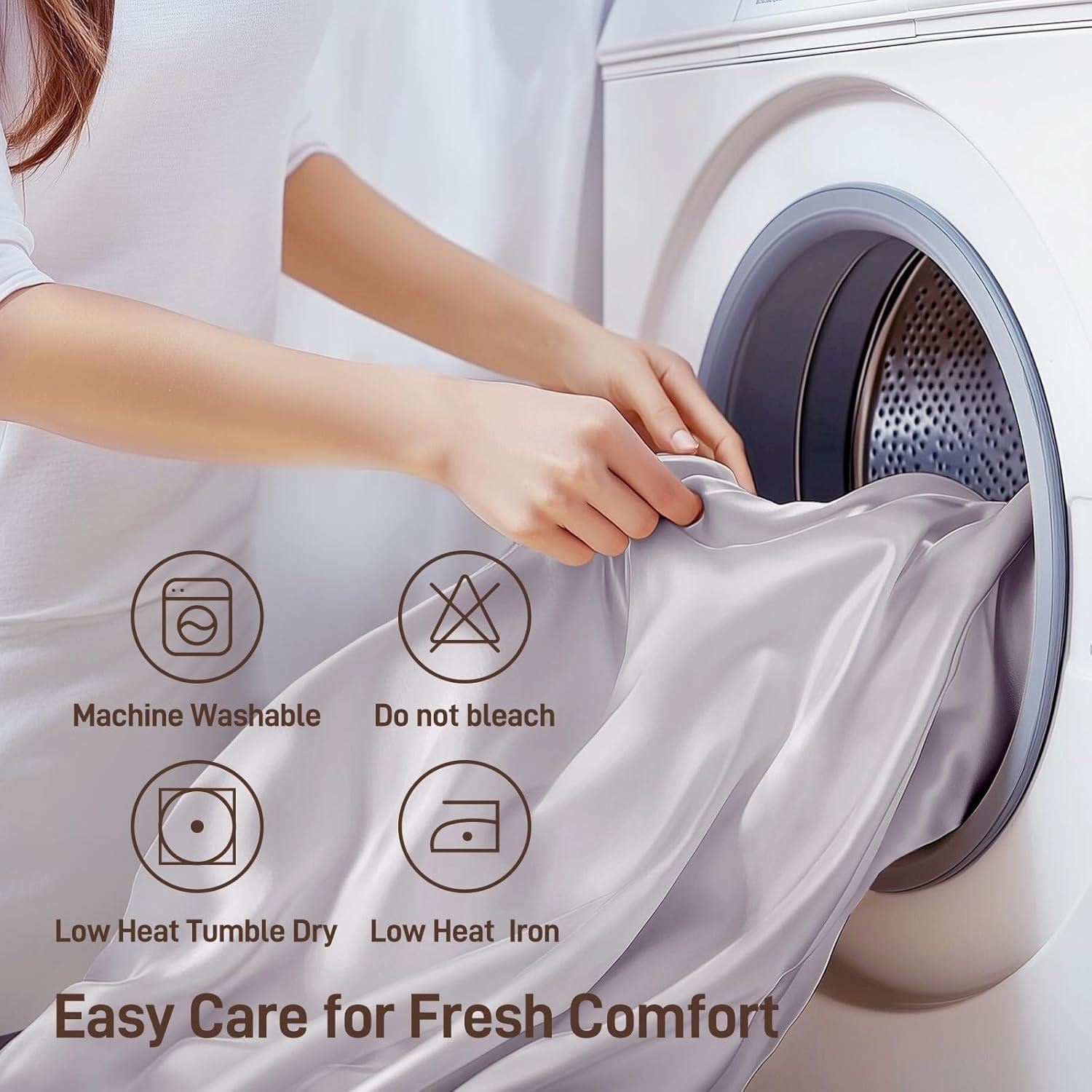 Juego de Sábanas Queen Lyralith 4 Piezas Viscosa Bambú Gris