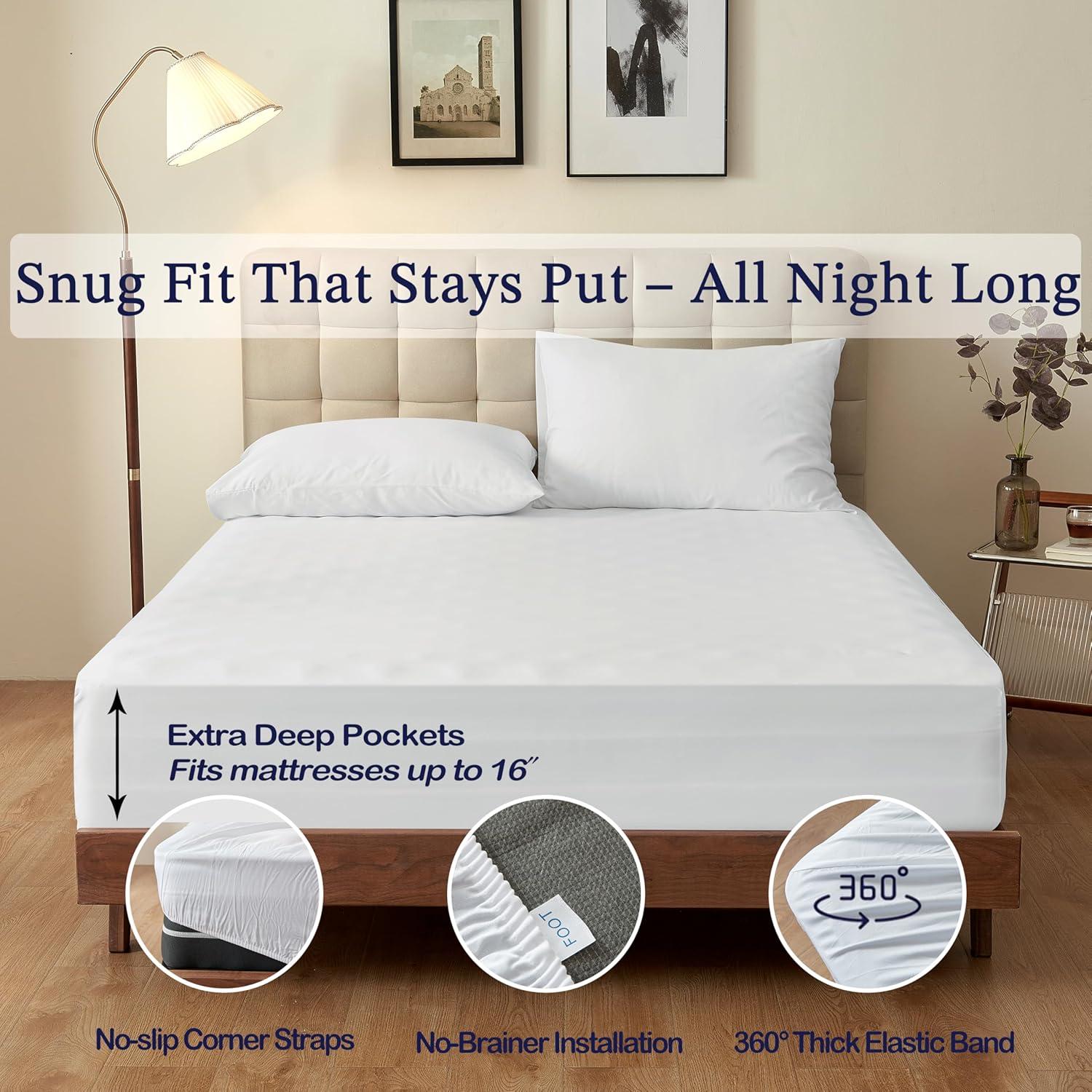 Juego de Sábanas Queen Tensoboo 100% Viscosa de Bambú 4 Piezas