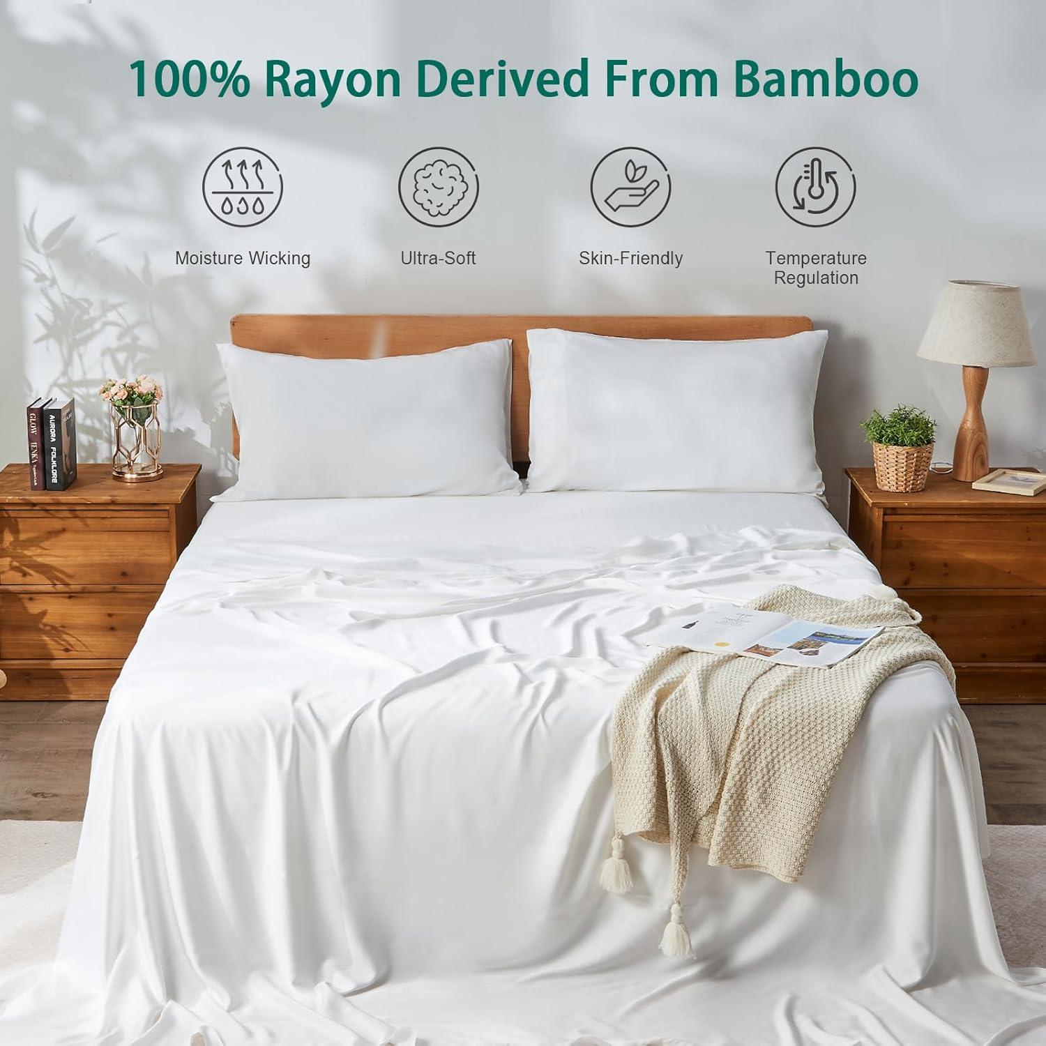 Juego de Sábanas Queen KUSNUG 100% Rayón Bambú 4 Piezas