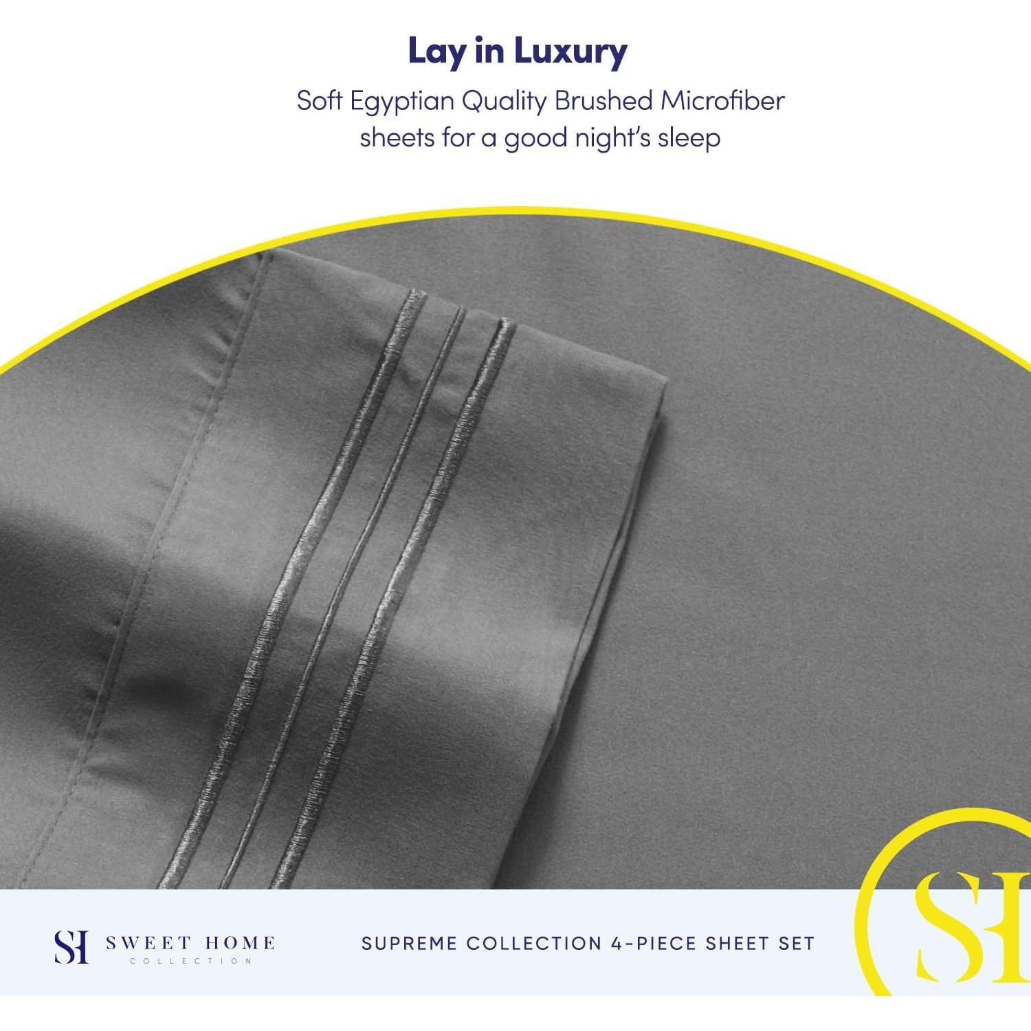 Juego de Sábanas Queen Sweet Home Collection 1800 Hilos Gris