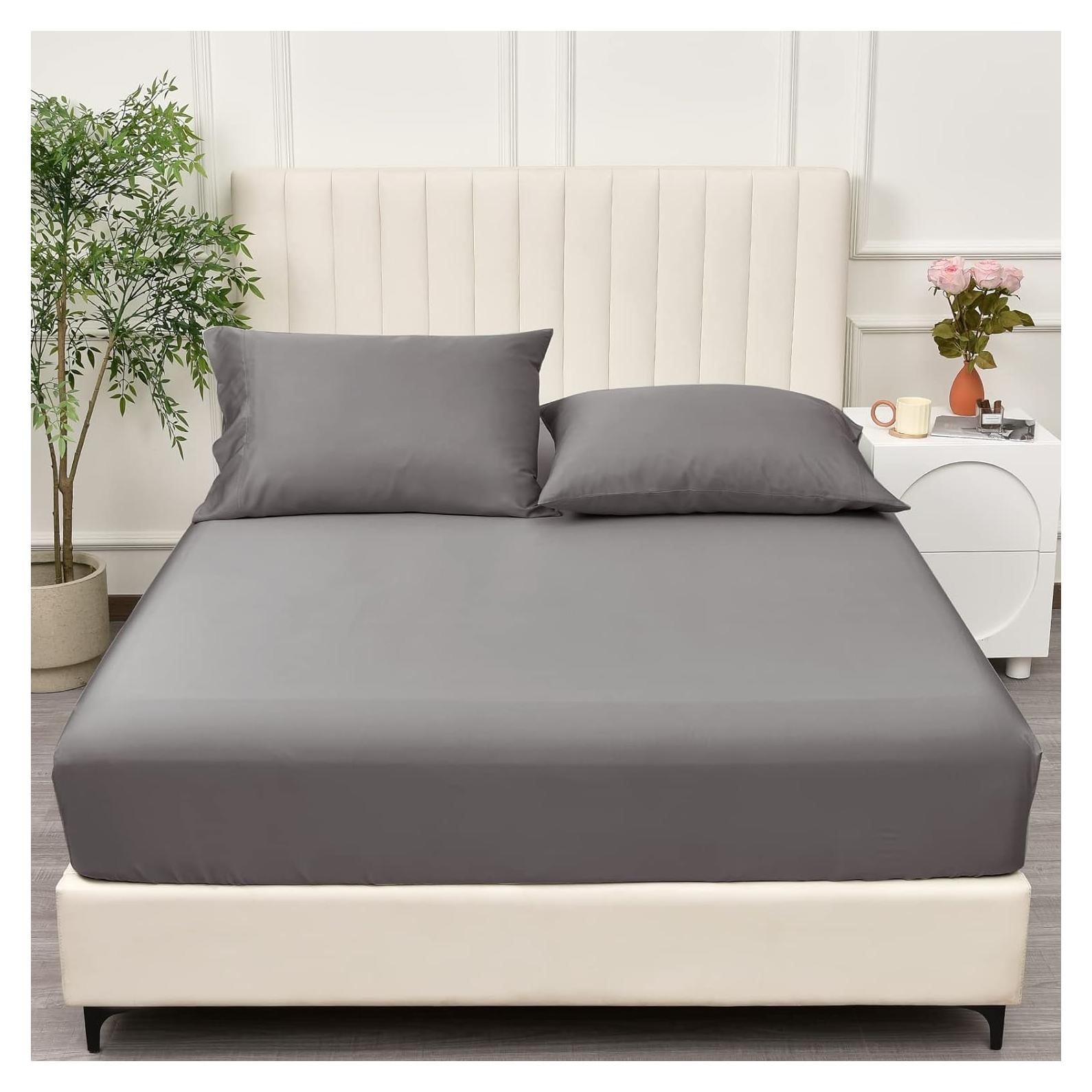 Sábana Ajustable PHF 100% Rayón Bambú Queen Gris 40.64 cm