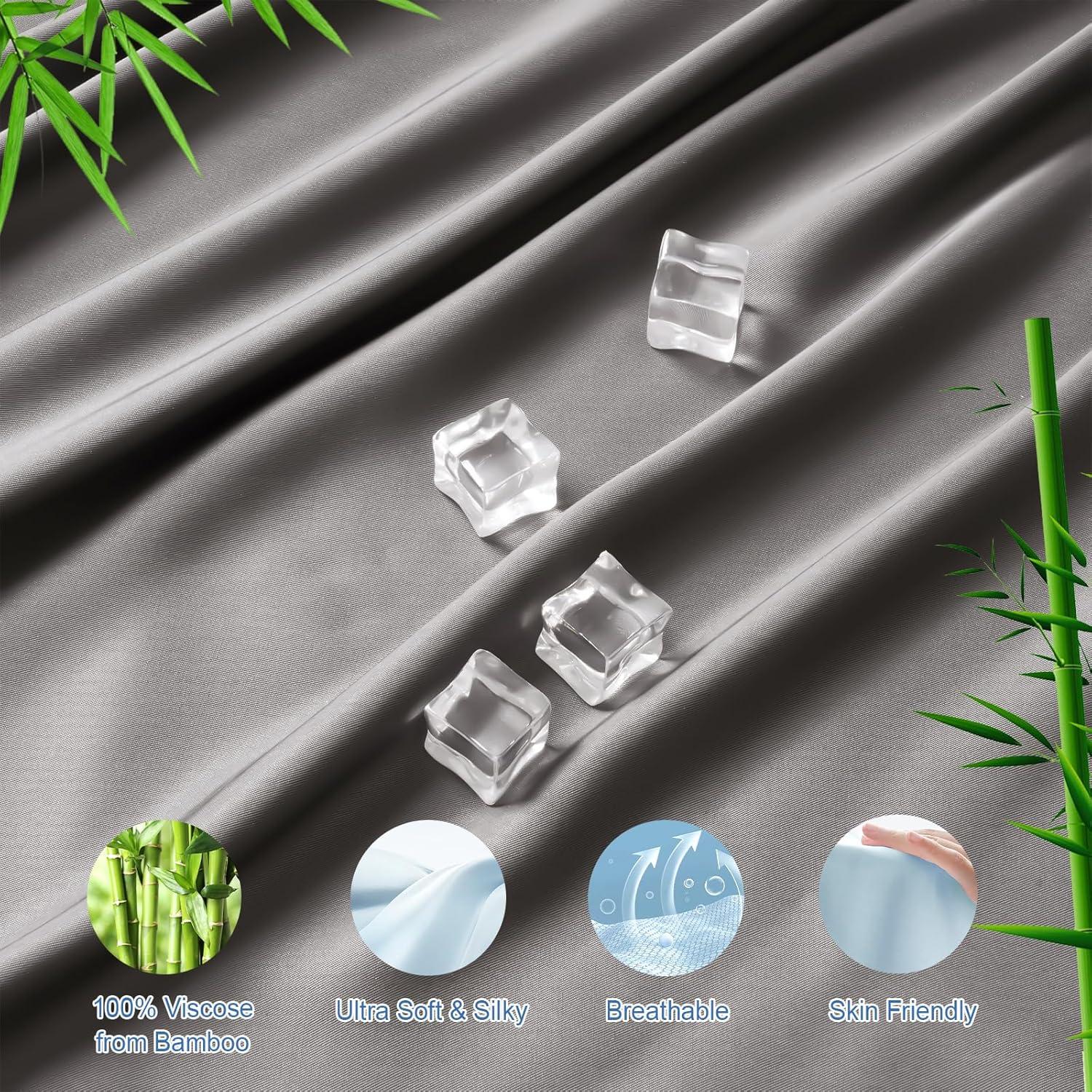 Sábana Ajustable PHF 100% Rayón Bambú Queen Gris 40.64 cm