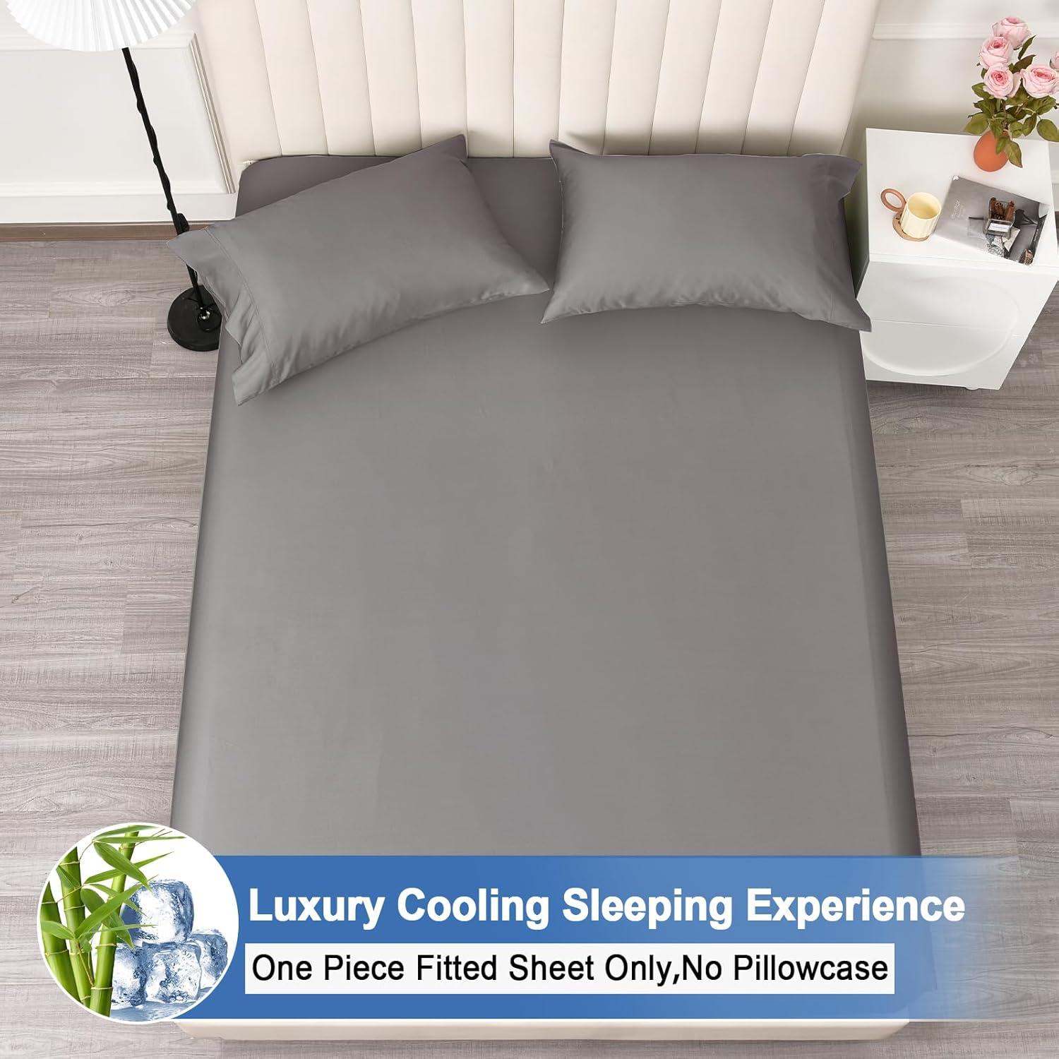 Sábana Ajustable PHF 100% Rayón Bambú Queen Gris 40.64 cm