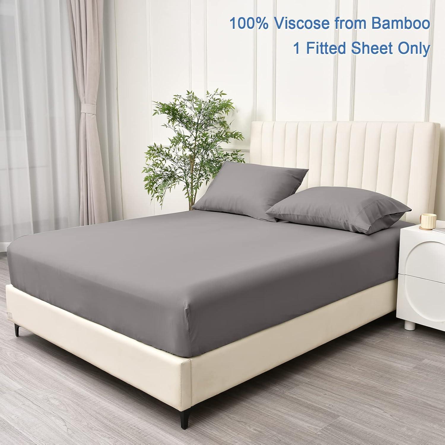 Sábana Ajustable PHF 100% Rayón Bambú Queen Gris 40.64 cm