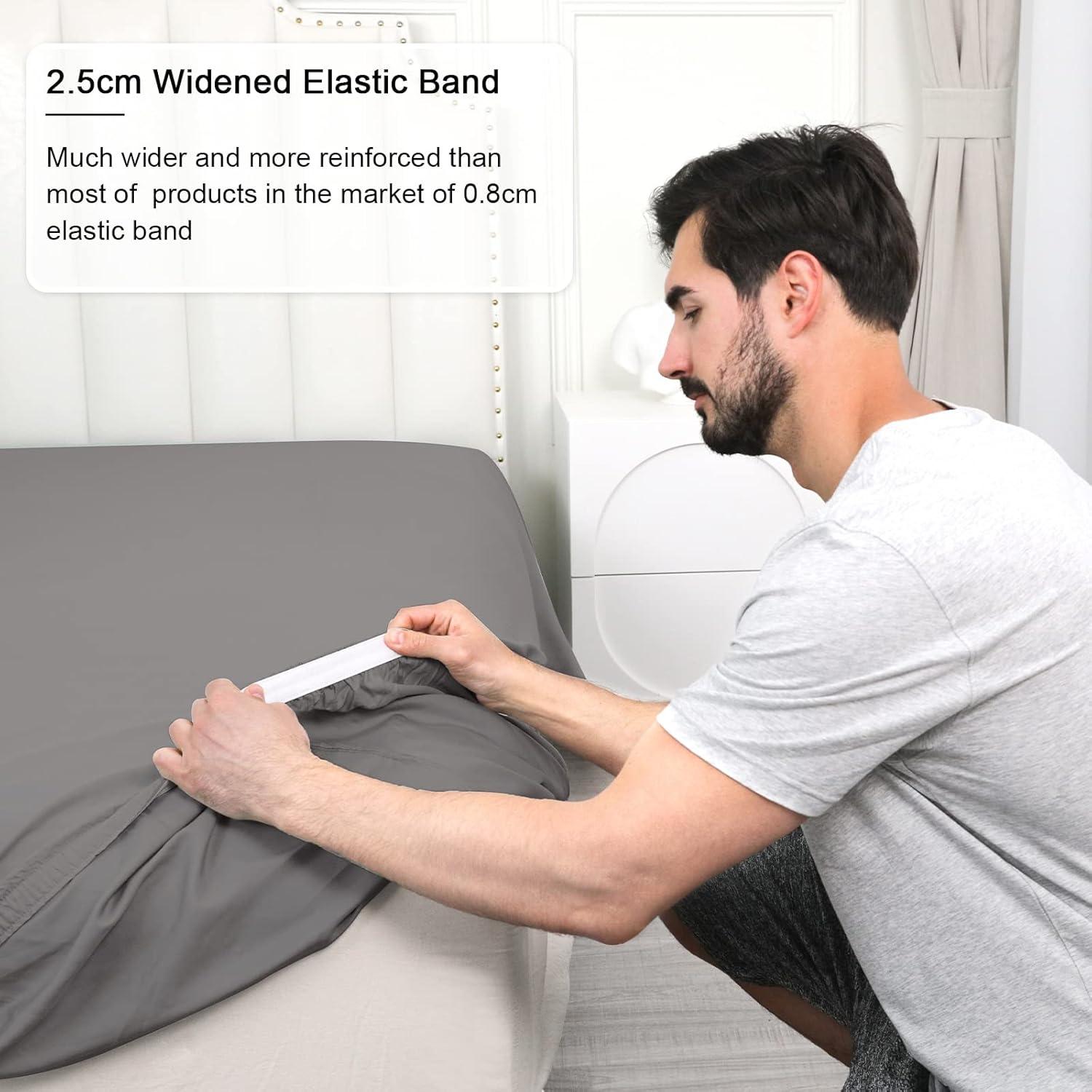 Sábana Ajustable PHF 100% Rayón Bambú Queen Gris 40.64 cm