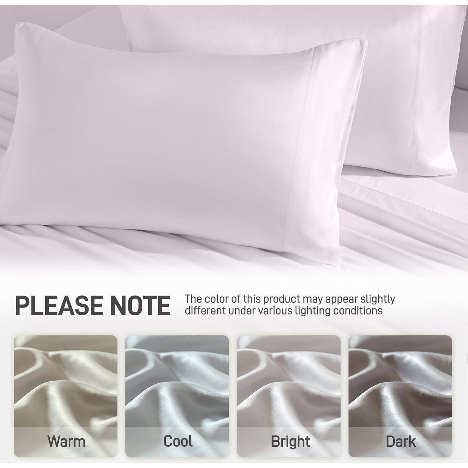 Juego de Sábanas Queen Caelorin 4 Piezas Viscosa Bambú Gris