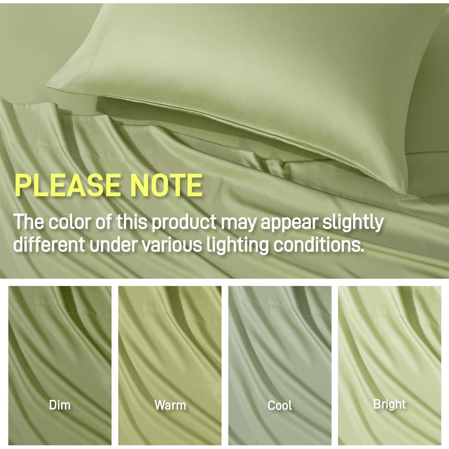 Juego de sábanas Lyralith Reina 4 piezas Viscosa Bambú Verde