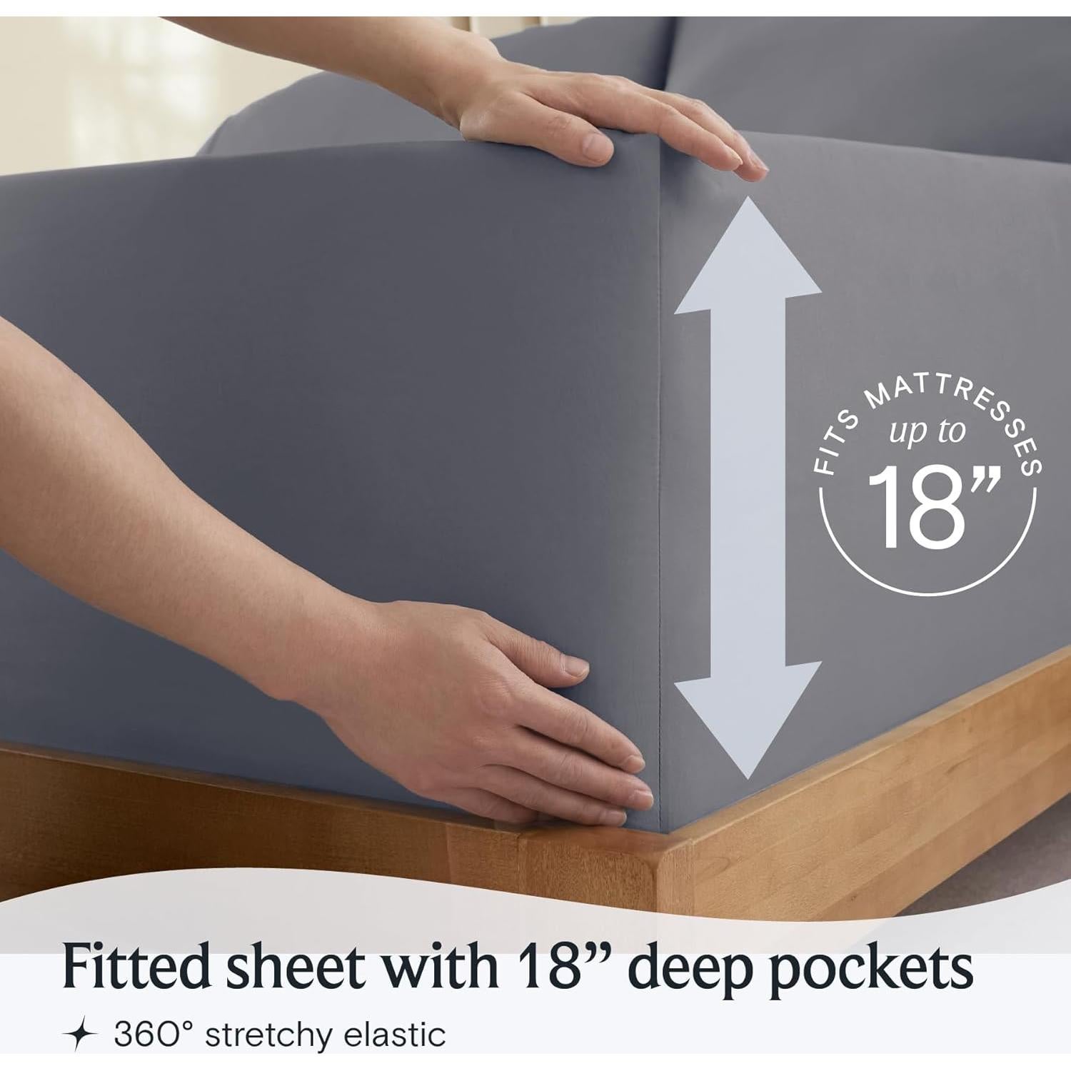 Juego de Sábanas LuxClub 4 Piezas Queen Microfibra Gris Claro