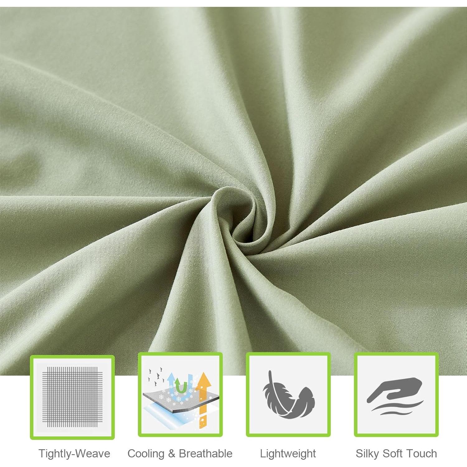 Juego de Sábanas Queen ILAVANDE 6 Piezas Microfibra Verde Salvia