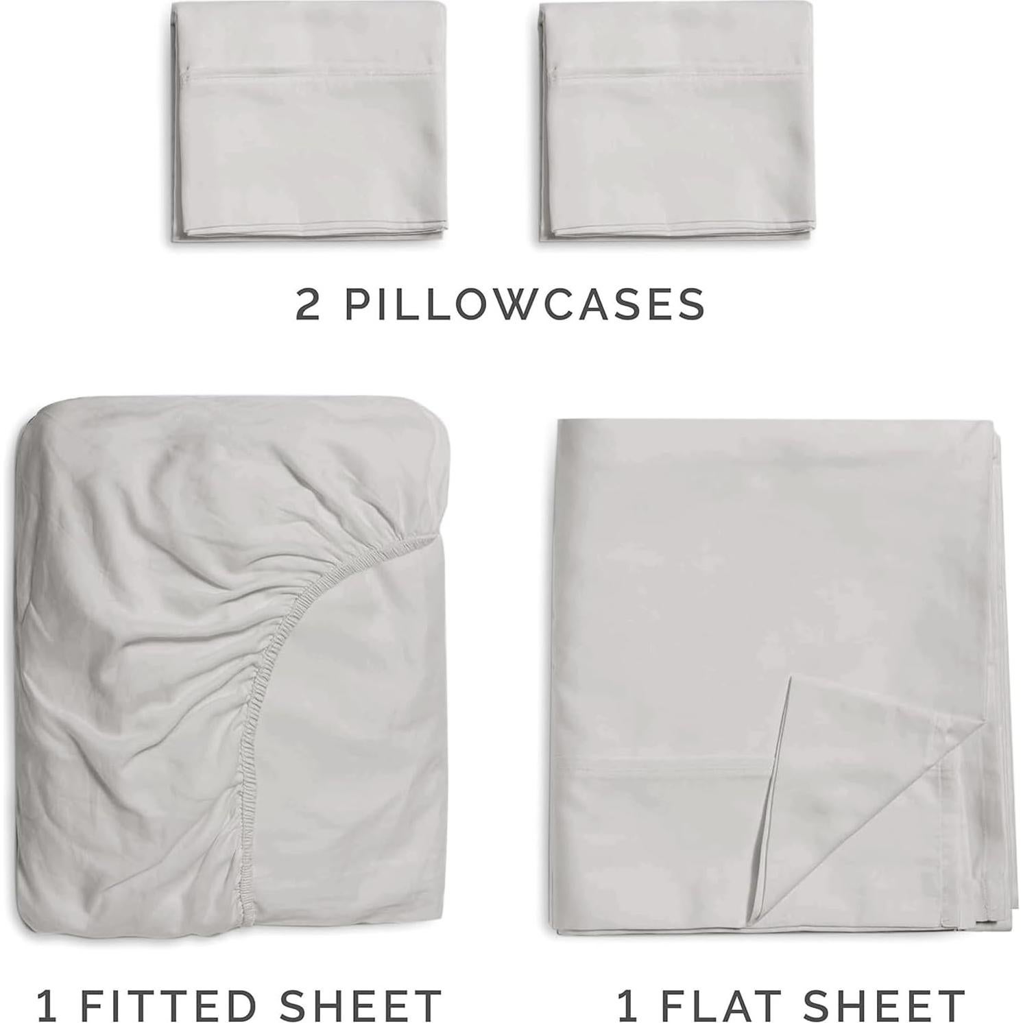 Juego de Sábanas Queen CGK Unlimited - Rayón y Poliéster, Gris Claro