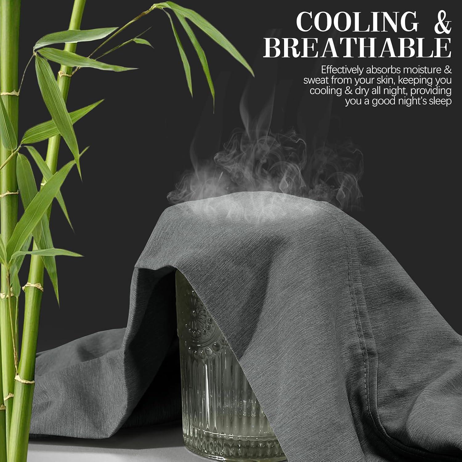 Sábanas Queen VACVELT 4 Piezas Rayón Bambú 70% Gris Oscuro