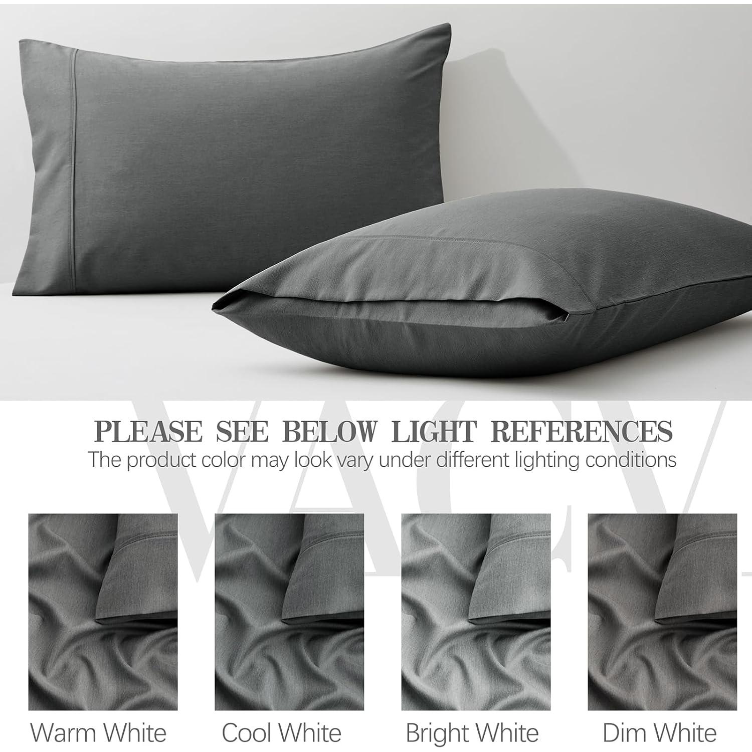 Sábanas Queen VACVELT 4 Piezas Rayón Bambú 70% Gris Oscuro