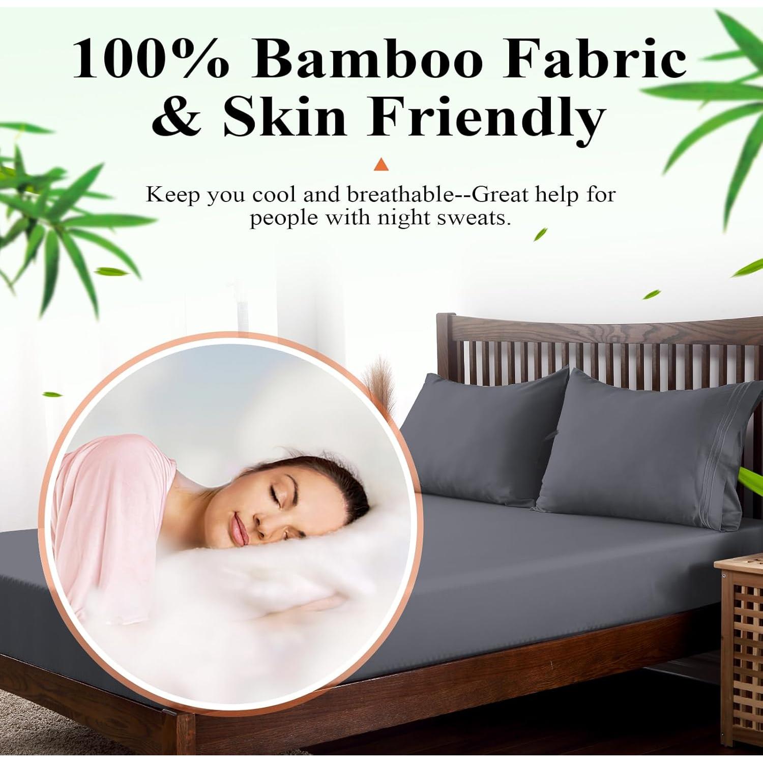 Sábana Ajustable Reina Shunjie.Home 400 Hilos Viscosa Bambú 40cm