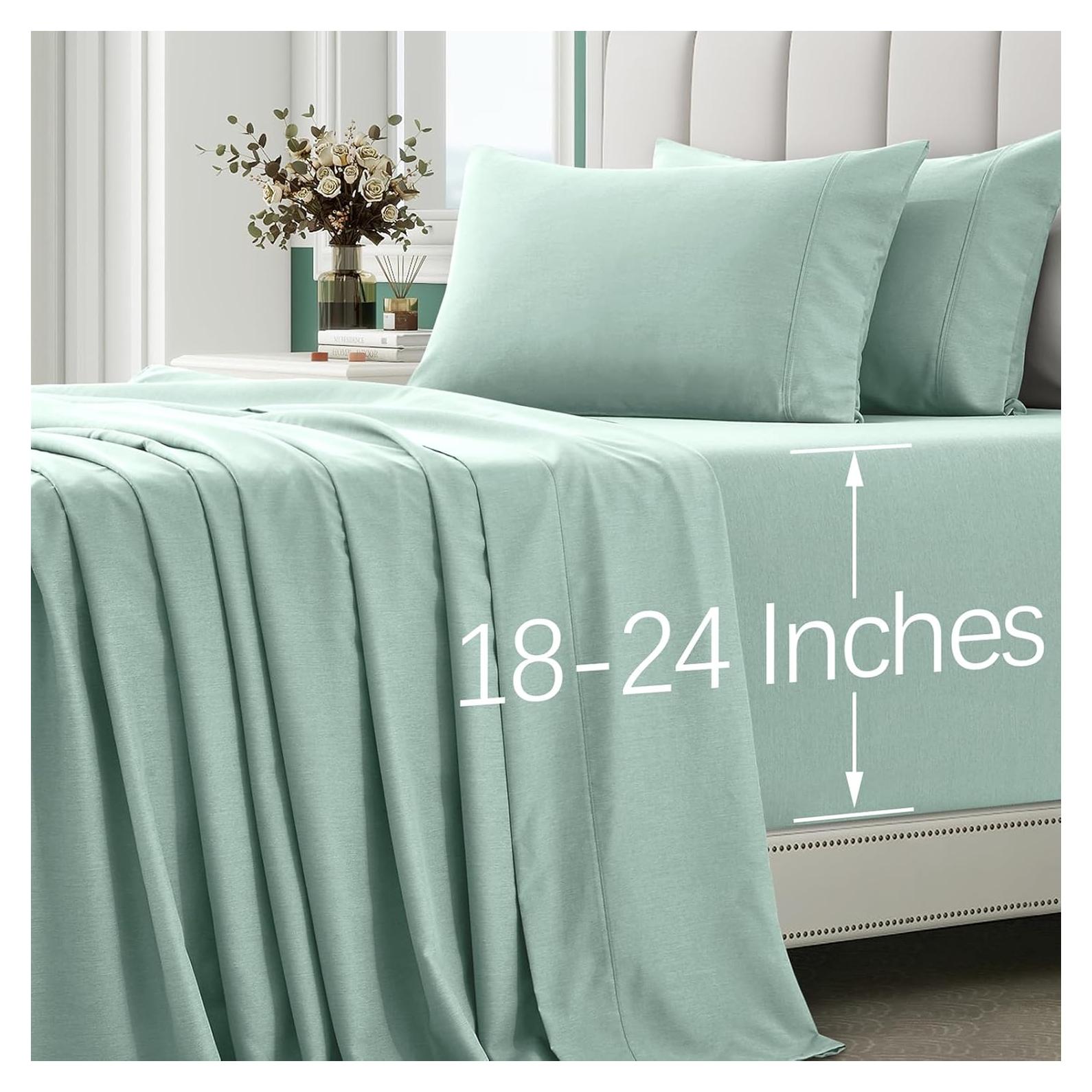 Juego de Sábanas Queen VACVELT 4 Piezas Rayón Bambú Aqua