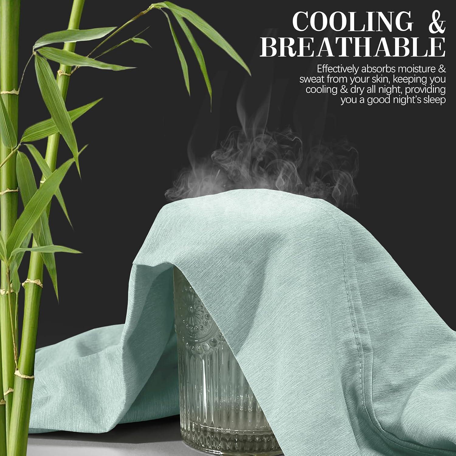 Juego de Sábanas Queen VACVELT 4 Piezas Rayón Bambú Aqua