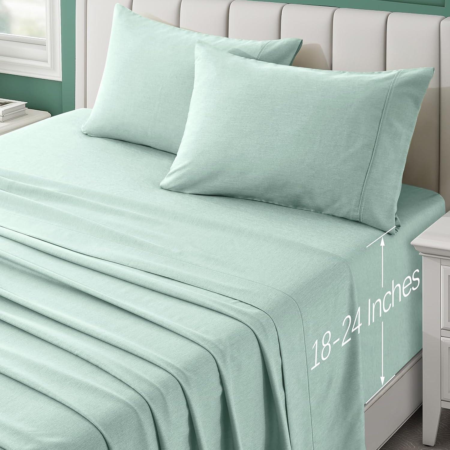 Juego de Sábanas Queen VACVELT 4 Piezas Rayón Bambú Aqua