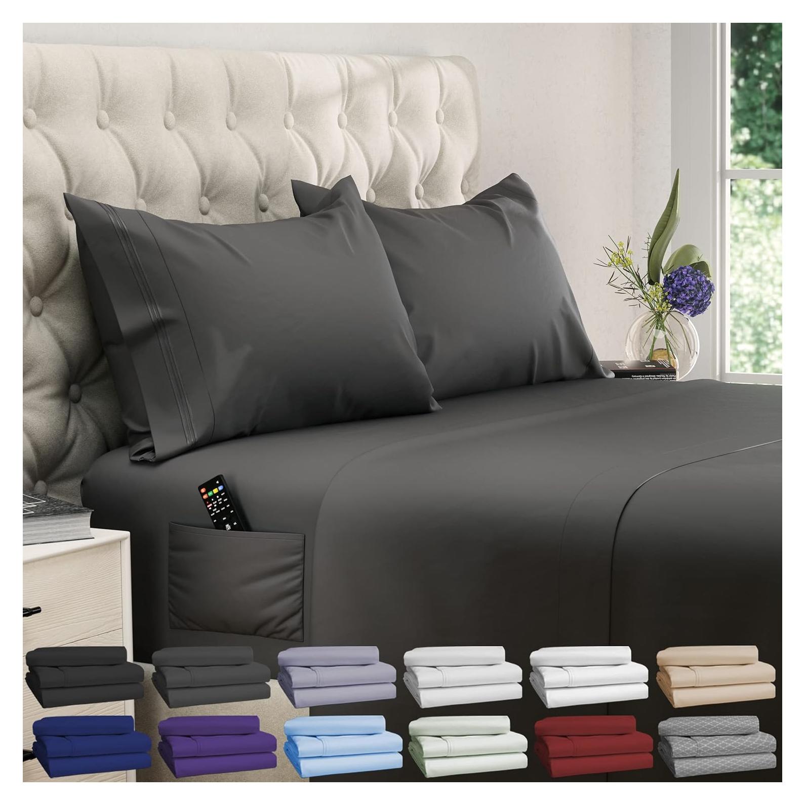 Juego de Sábanas Dreamcare Reina Microfibra 4 Piezas Gris