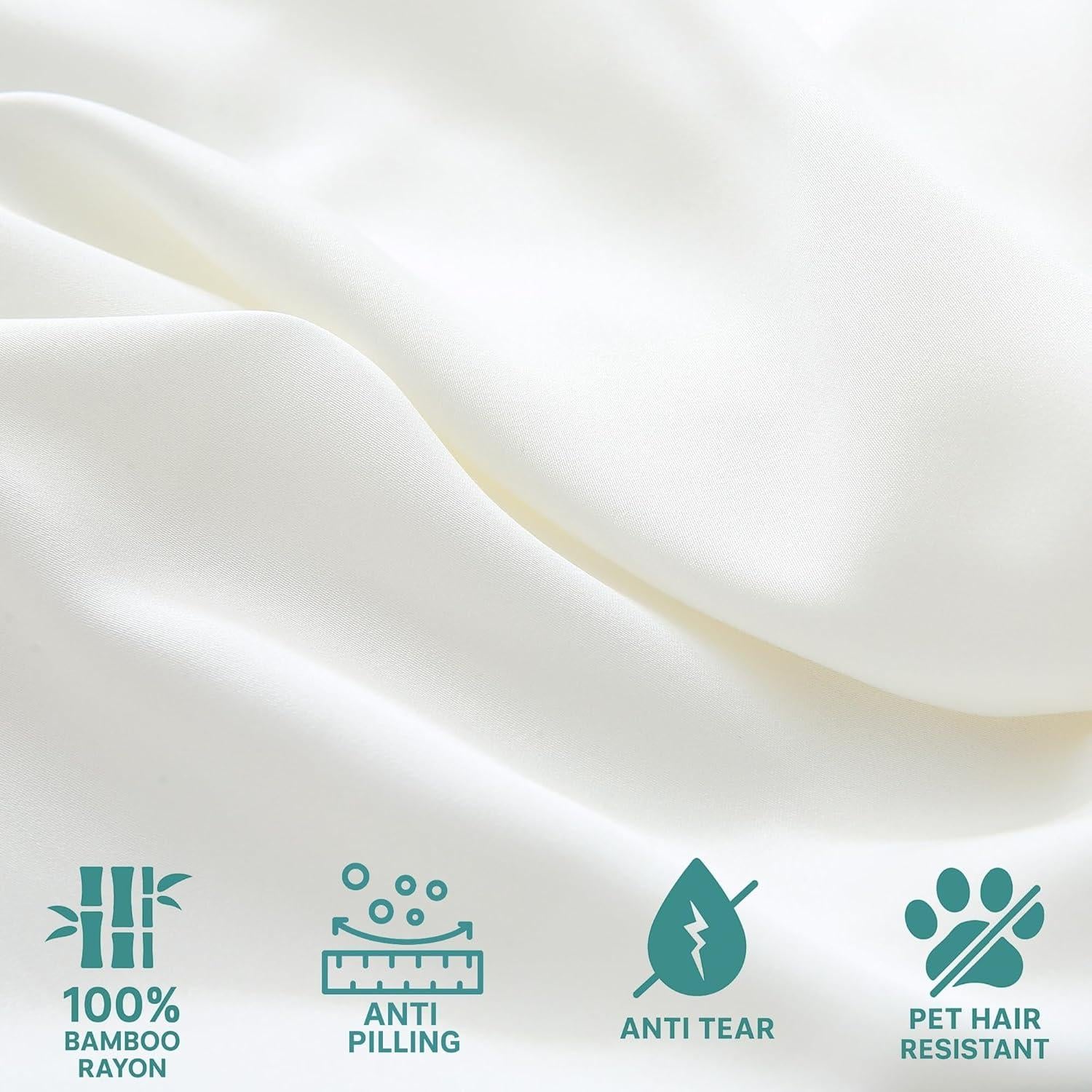 Juego de Sábanas Reina GOKOTTA 4 Piezas Rayón Bambú 300 Hilos