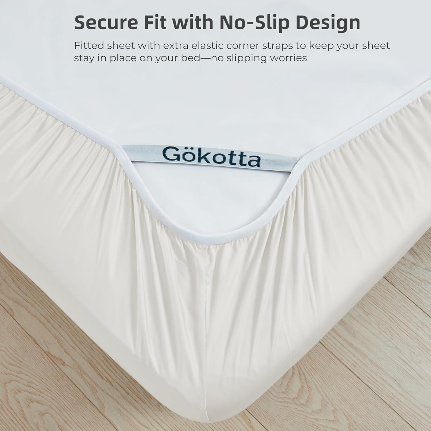 Juego de Sábanas Reina GOKOTTA 4 Piezas Rayón Bambú 300 Hilos