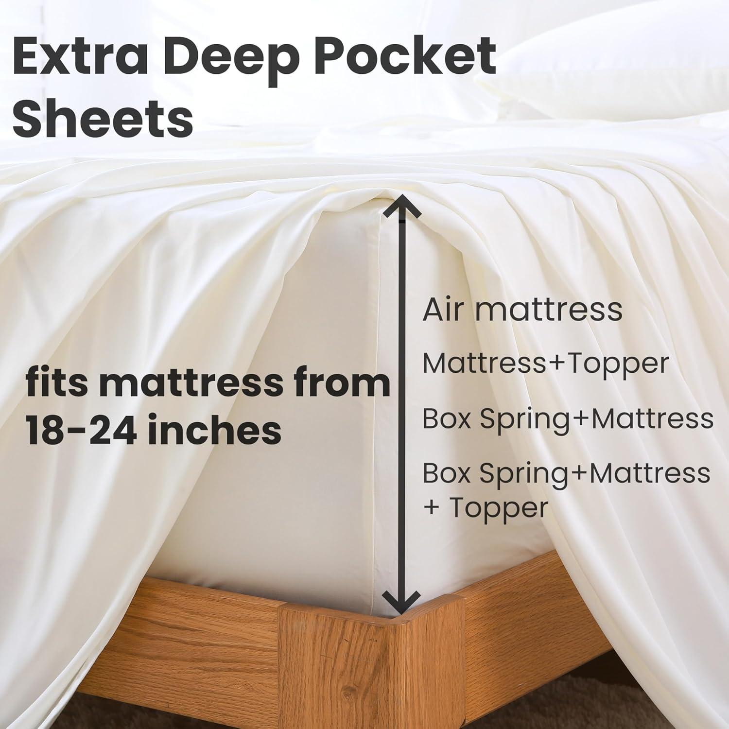 Juego de Sábanas Reina GOKOTTA 4 Piezas Rayón Bambú 300 Hilos