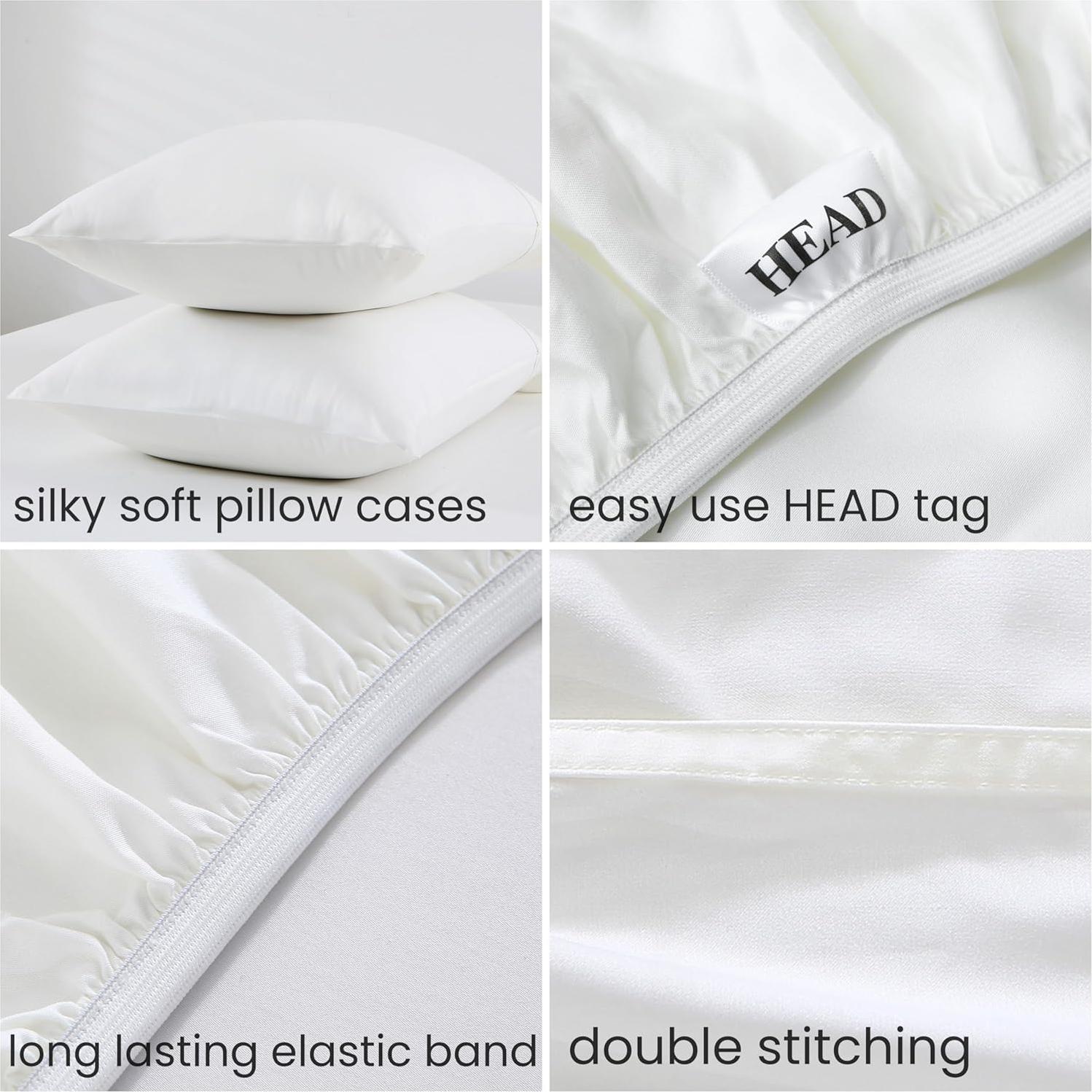 Juego de Sábanas Reina GOKOTTA 4 Piezas Rayón Bambú 300 Hilos