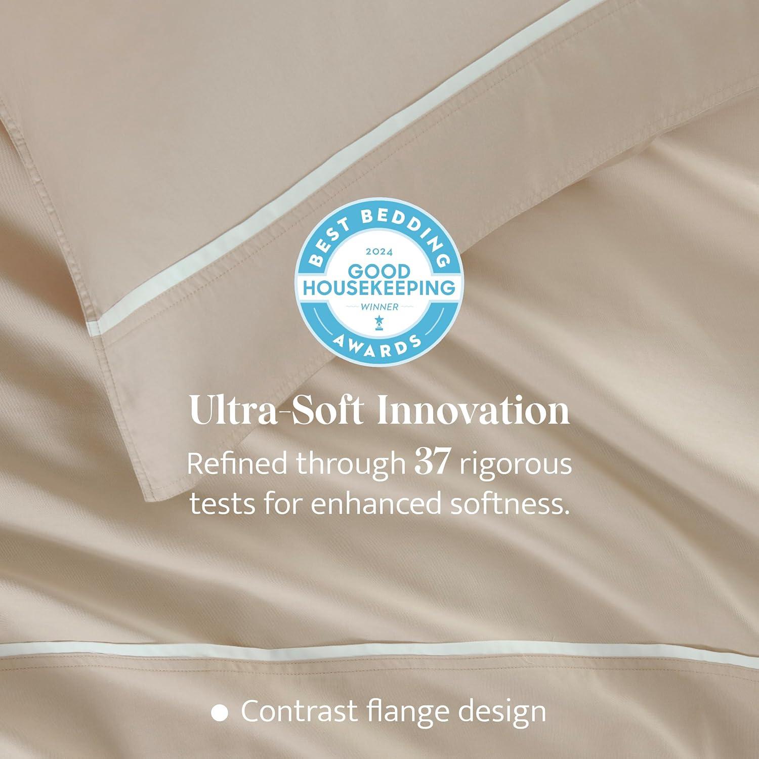 Juego de Sábanas Queen Double Stitch 4 Piezas Algodón TENCEL