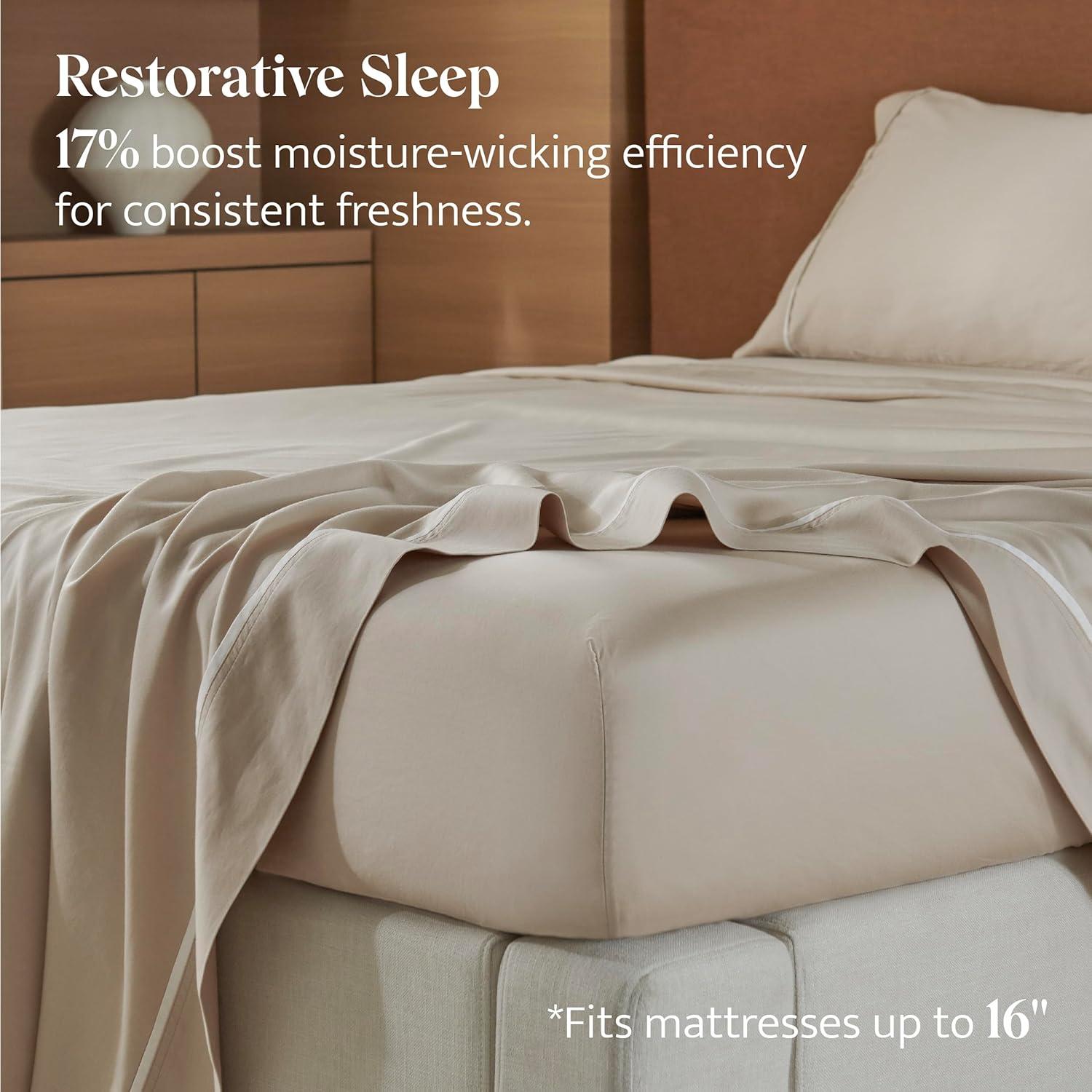 Juego de Sábanas Queen Double Stitch 4 Piezas Algodón TENCEL