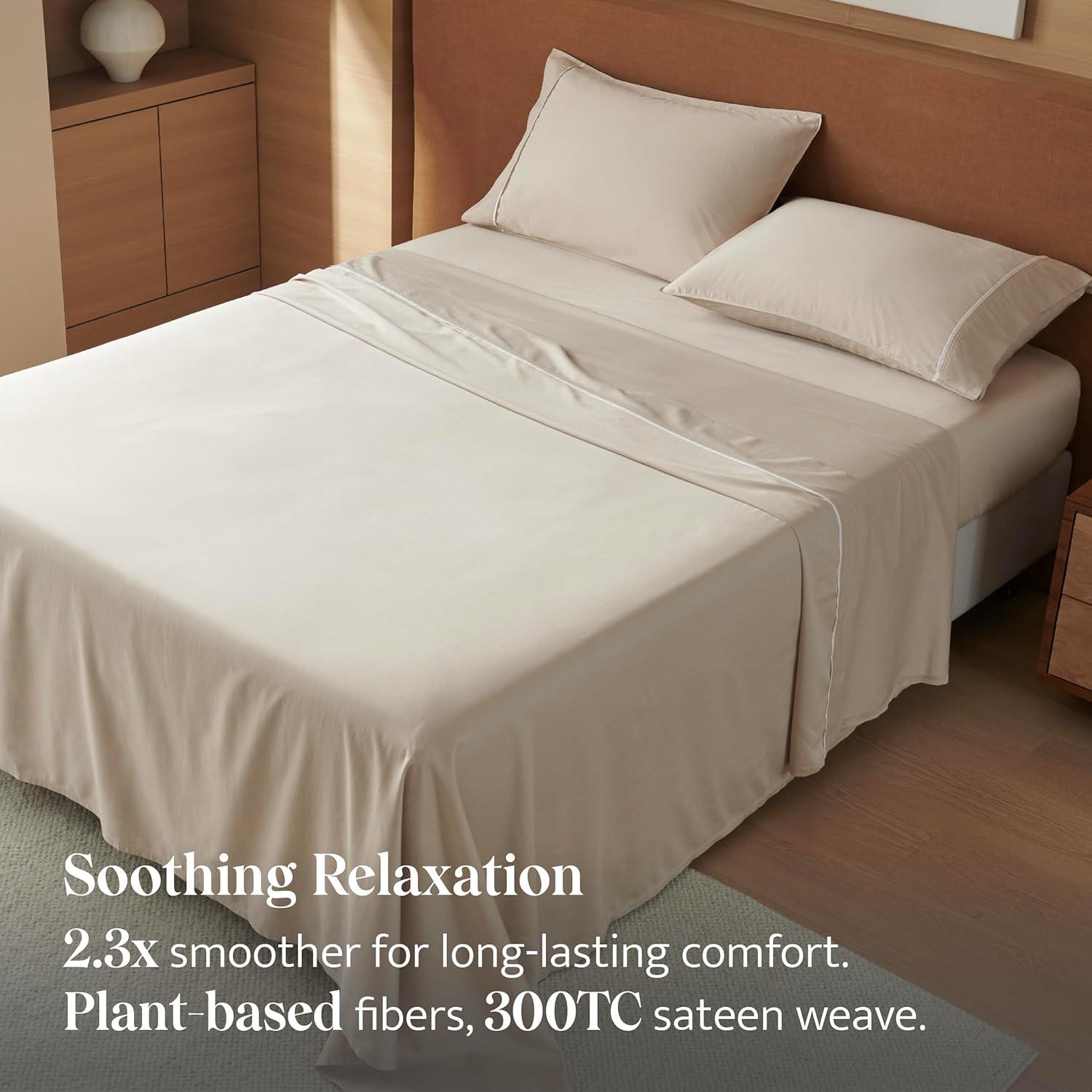 Juego de Sábanas Queen Double Stitch 4 Piezas Algodón TENCEL