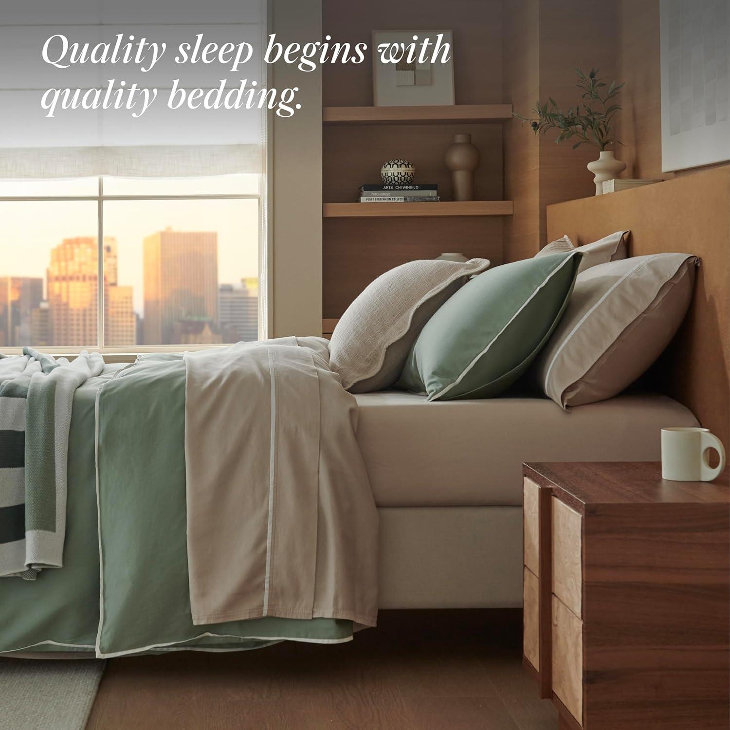 Juego de Sábanas Queen Double Stitch 4 Piezas Algodón TENCEL