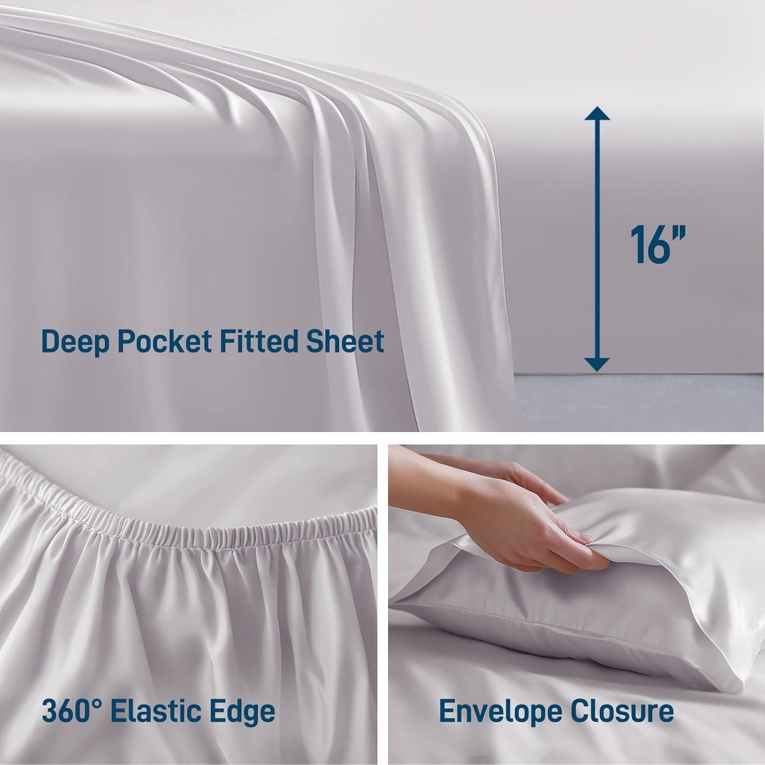 Juego de Sábanas de Lujo Aveallore Reina 4 Piezas Gris