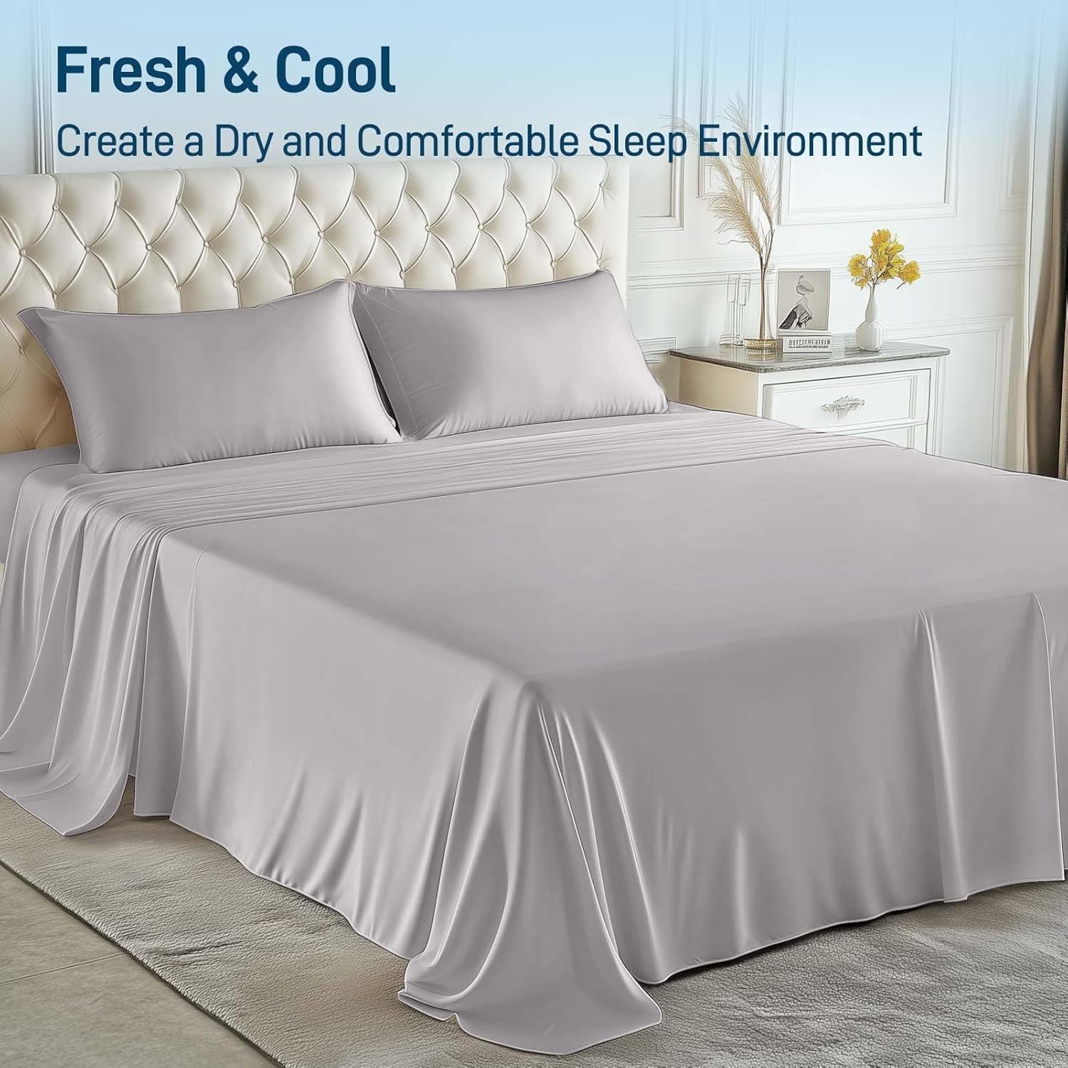 Juego de Sábanas de Lujo Aveallore Reina 4 Piezas Gris