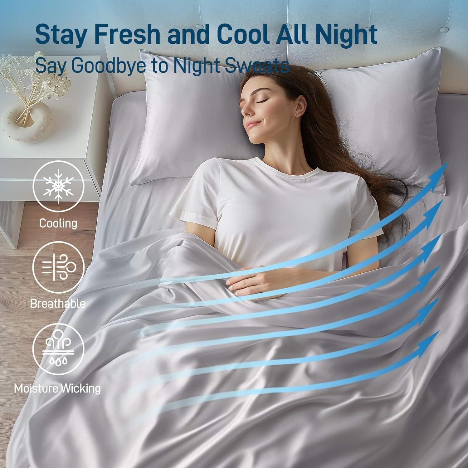 Juego de Sábanas de Lujo Aveallore Reina 4 Piezas Gris