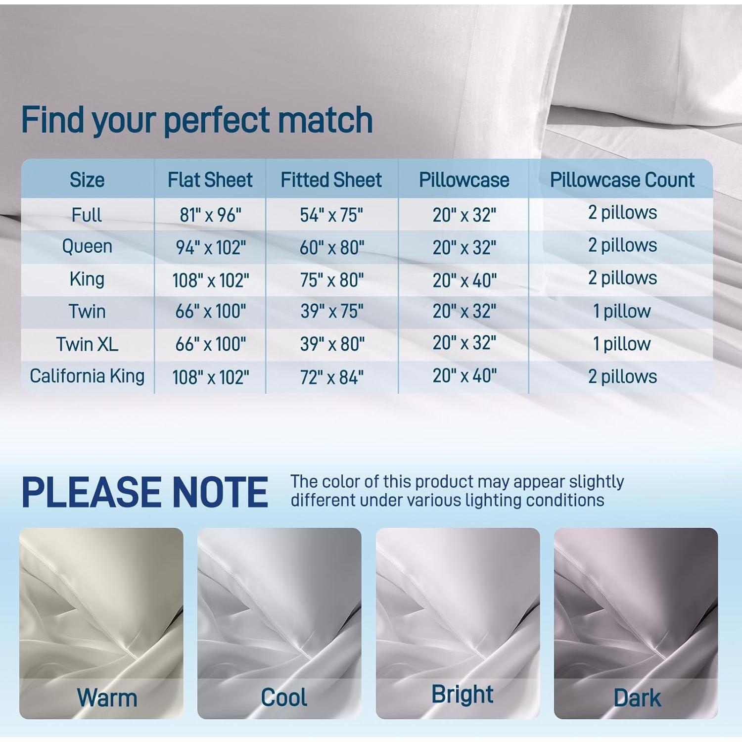 Juego de Sábanas de Lujo Aveallore Reina 4 Piezas Gris