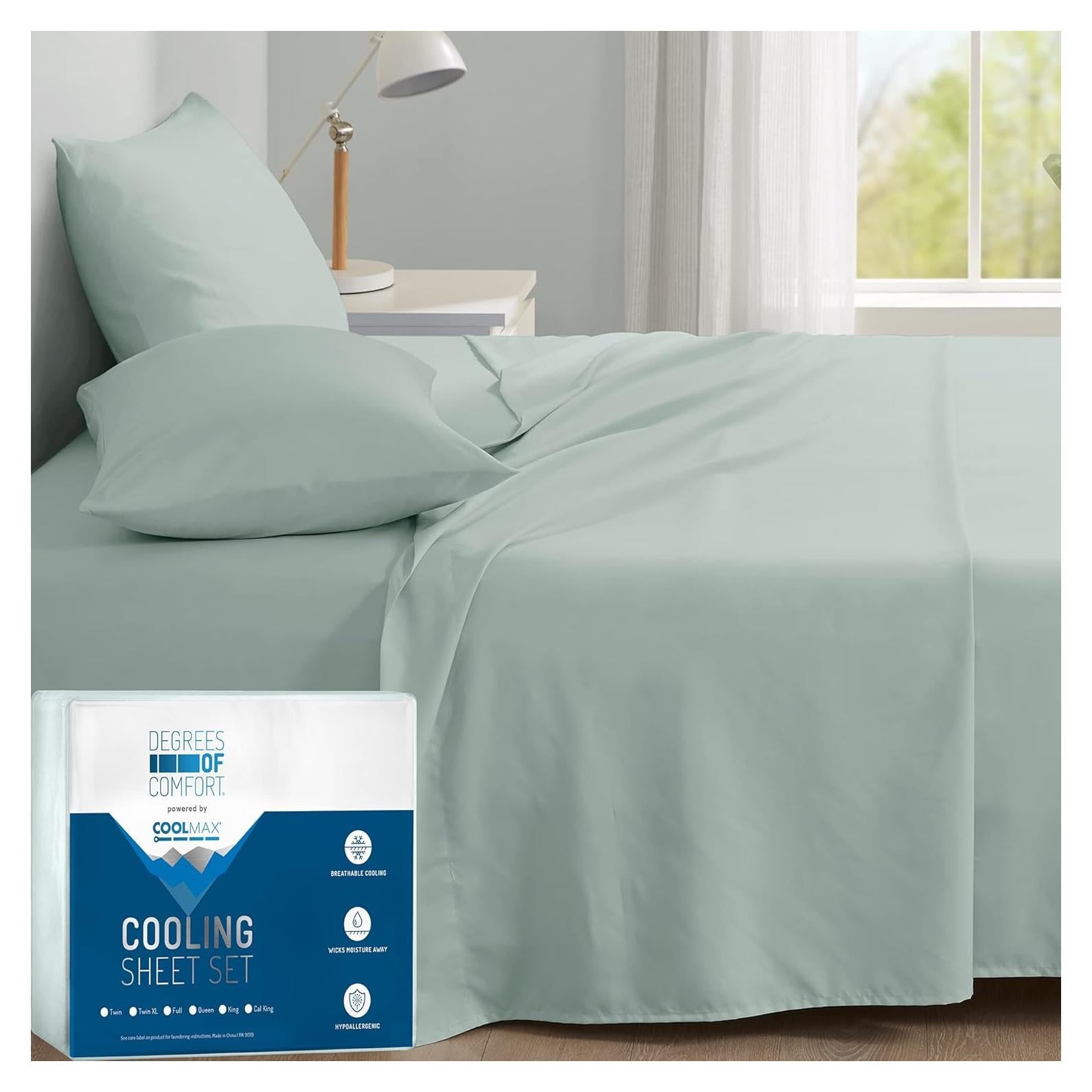 Juego de Sábanas Queen Grados de Comodidad Coolmax Aqua 4 Piezas