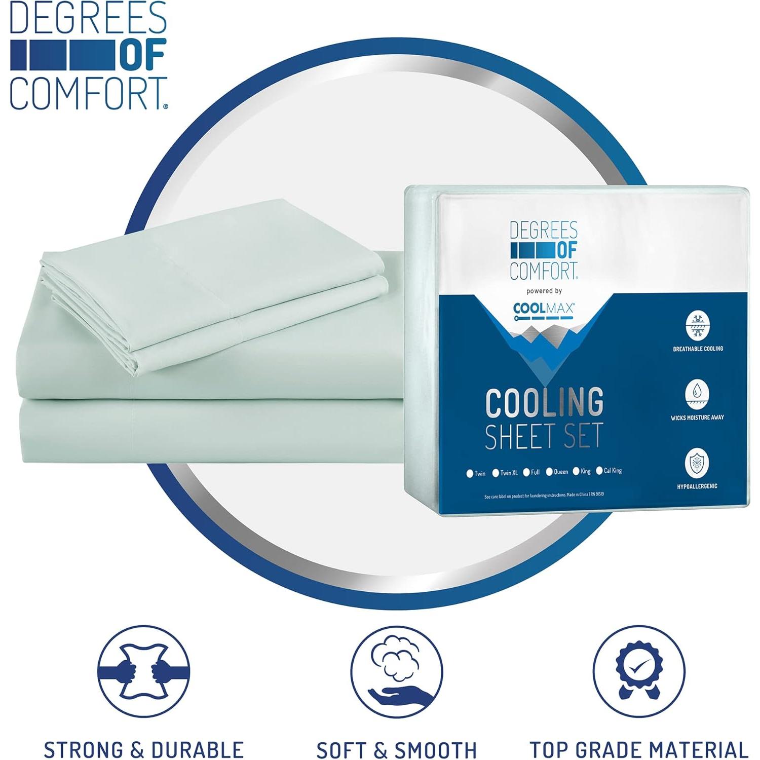 Juego de Sábanas Queen Grados de Comodidad Coolmax Aqua 4 Piezas