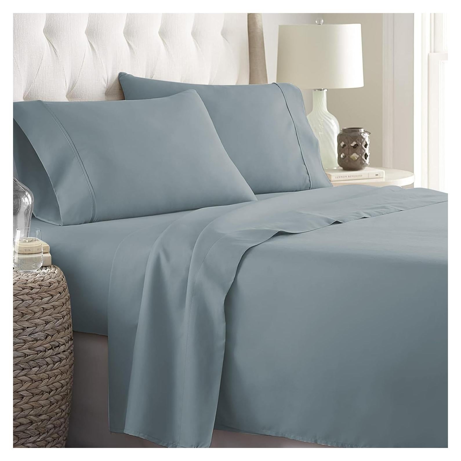 Juego de Sábanas Queen Danjor Linens 6 Piezas Microfibra Azul