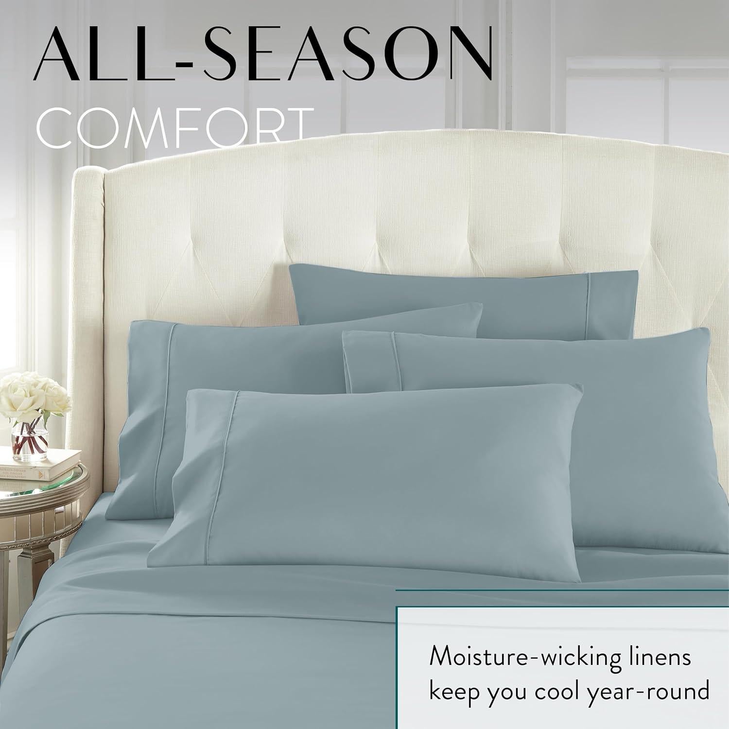 Juego de Sábanas Queen Danjor Linens 6 Piezas Microfibra Azul